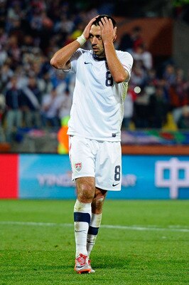 RUSTENBURG, SOUTH AFRICA - JUNE 26:  Clint Dempsey of the United States looks dejected during the 2010 FIFA World Cup South Africa Round of Sixteen match between USA and Ghana at Royal Bafokeng Stadium on June 26, 2010 in Rustenburg, South Africa.  (Photo