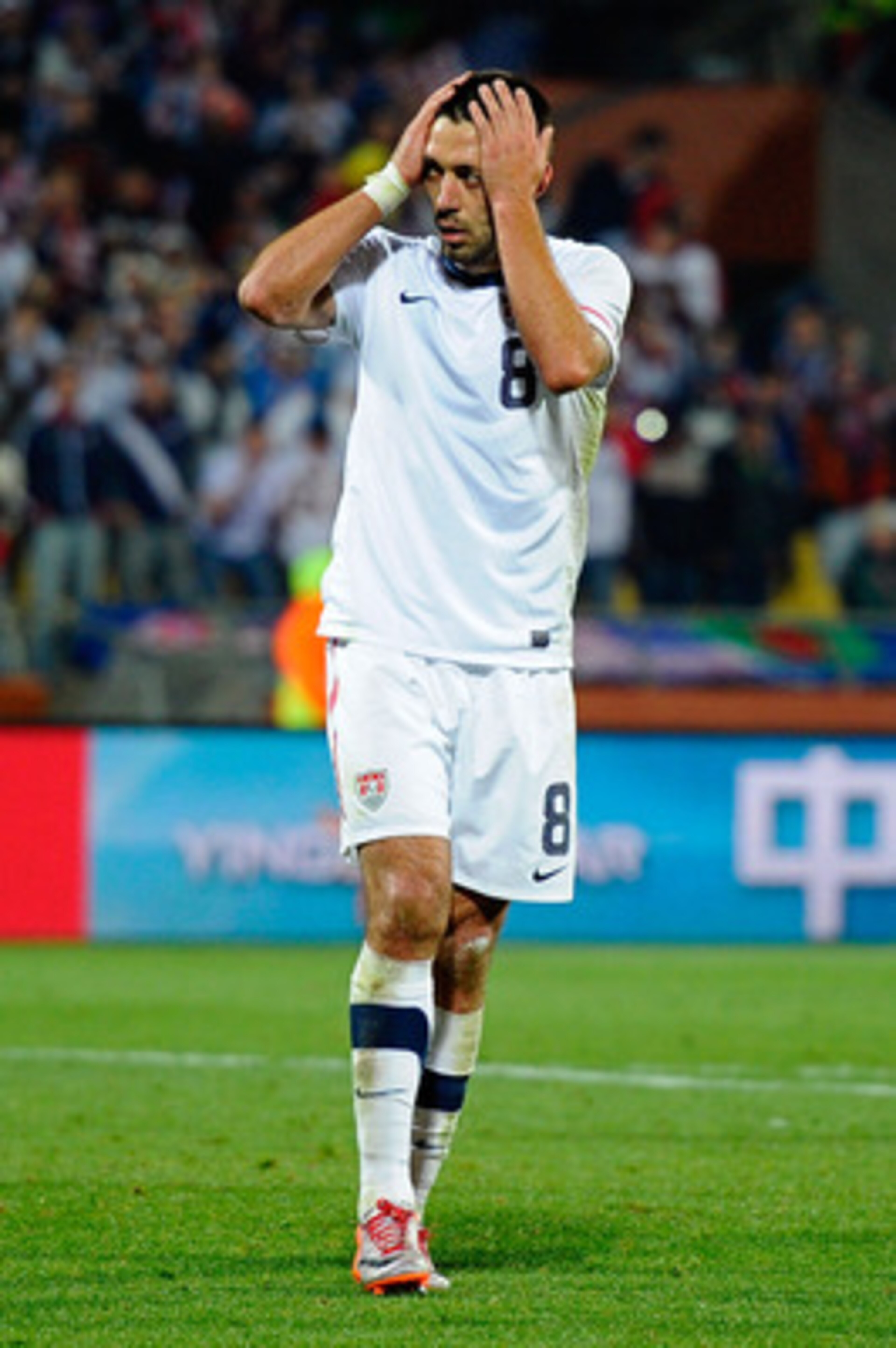 RUSTENBURG, SOUTH AFRICA - JUNE 26: Clint Dempsey of the United States looks dejected during the 2010 FIFA World Cup South Africa Round of Sixteen match between USA and Ghana at Royal Bafokeng Stadium on June 26, 2010 in Rustenburg, South Africa. (Photo RUSTENBURG, SOUTH AFRICA - JUNE 26: Clint Dempsey of the United States looks dejected during the 2010 FIFA World Cup South Africa Round of Sixteen match between USA and Ghana at Royal Bafokeng Stadium on June 26, 2010 in Rustenburg, South Africa. (Photo