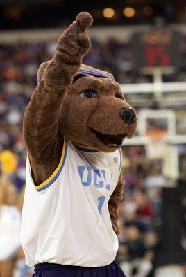 INDIANAPOLIS - APRIL 01:  Joe Bruin, the UCLA Bruins mascot performs as they take on the LSU Tigers during the semifinal game of the NCAA Men's Final Four on April 1, 2006 at the RCA Dome in Indianapolis, Indiana.  (Photo by Streeter Lecka/Getty Images)