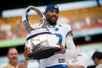 HONOLULU - JANUARY 30:  DeAngelo Hall, #23 of the Washington Red Skins, is the MVP of the 2011 NFL Pro Bowl at Aloha Stadium on January 30, 2011 in Honolulu, Hawaii. NFC won 55-41 over the AFC. (Photo by Kent Nishimura/Getty Images)