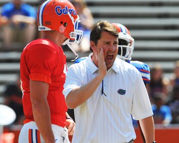 GAINESVILLE, FL - APRIL 9:  Coach Will Muschamp of the Florida Gators directs play during the Orange and Blue spring football game April 9, 2011 at Ben Hill Griffin Stadium in Gainesville, Florida.  (Photo by Al Messerschmidt/Getty Images)