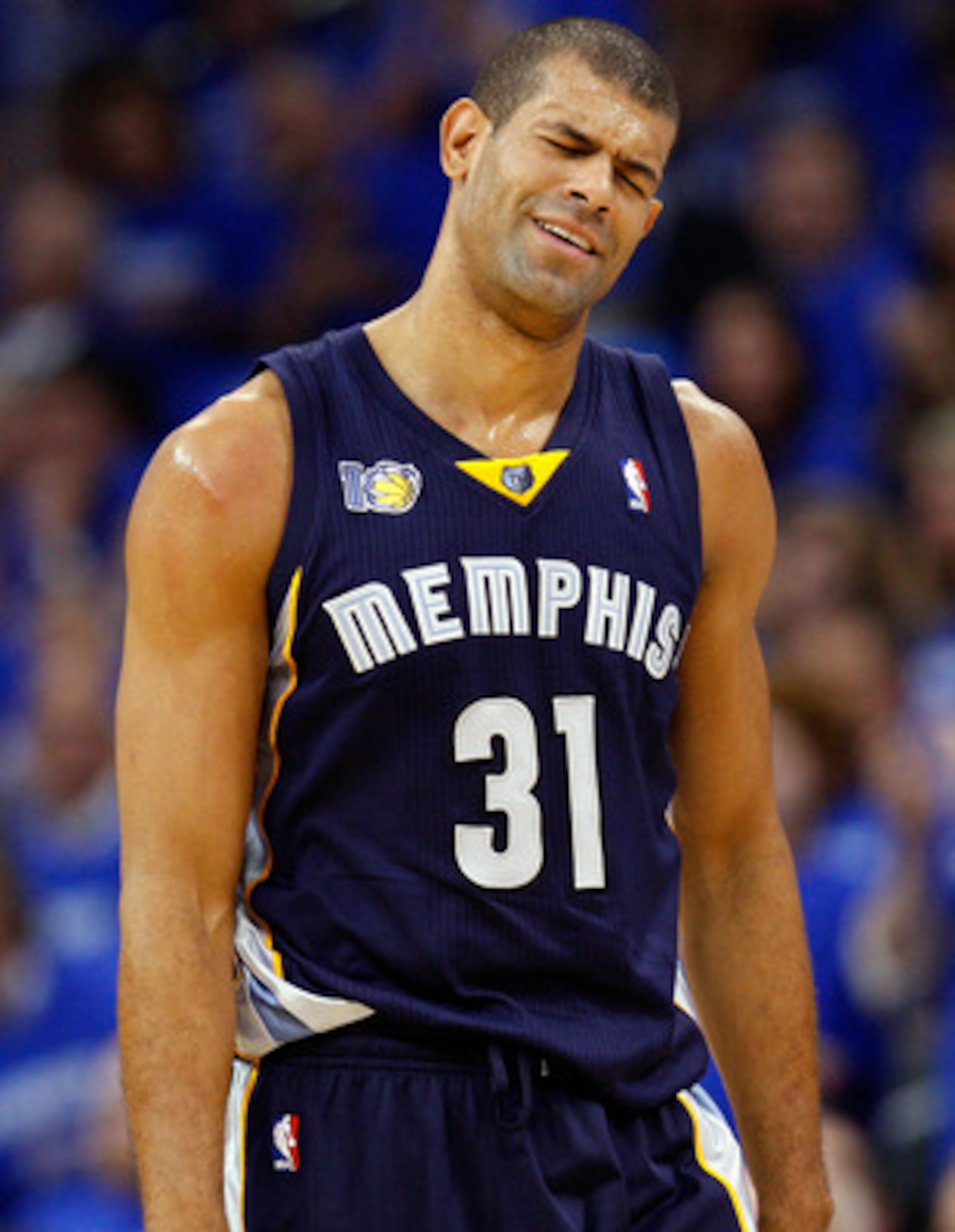OKLAHOMA CITY, OK - MAY 03: Forward Shane Battier #31 of the Memphis Grizzlies reacts during a 111-102 loss against the Oklahoma City Thunder in Game Two of the Western Conference Semifinals in the 2011 NBA Playoffs on May 3, 2011 at Oklahoma City Arena OKLAHOMA CITY, OK - MAY 03: Forward Shane Battier #31 of the Memphis Grizzlies reacts during a 111-102 loss against the Oklahoma City Thunder in Game Two of the Western Conference Semifinals in the 2011 NBA Playoffs on May 3, 2011 at Oklahoma City Arena