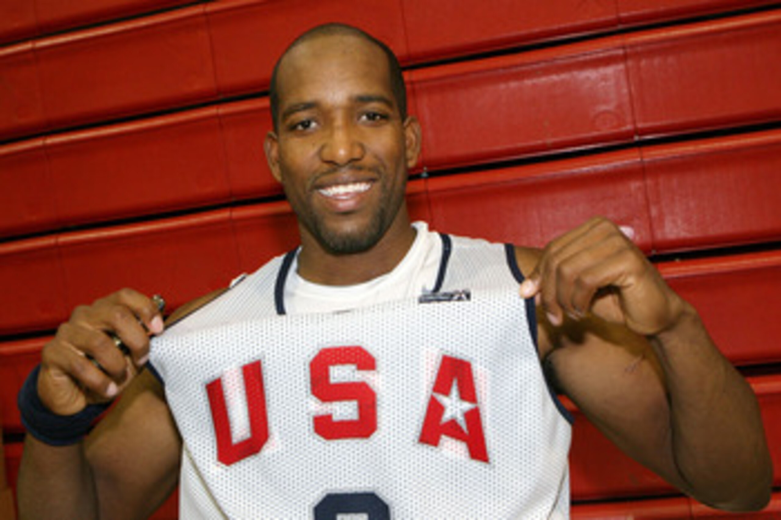 LAS VEGAS - JULY 24:  Michael Redd #8 of the USA Basketball Men's Senior National Team poses after a practice at Valley High School June 24, 2008 in Las Vegas, Nevada.  (Photo by Ethan Miller/Getty Images)