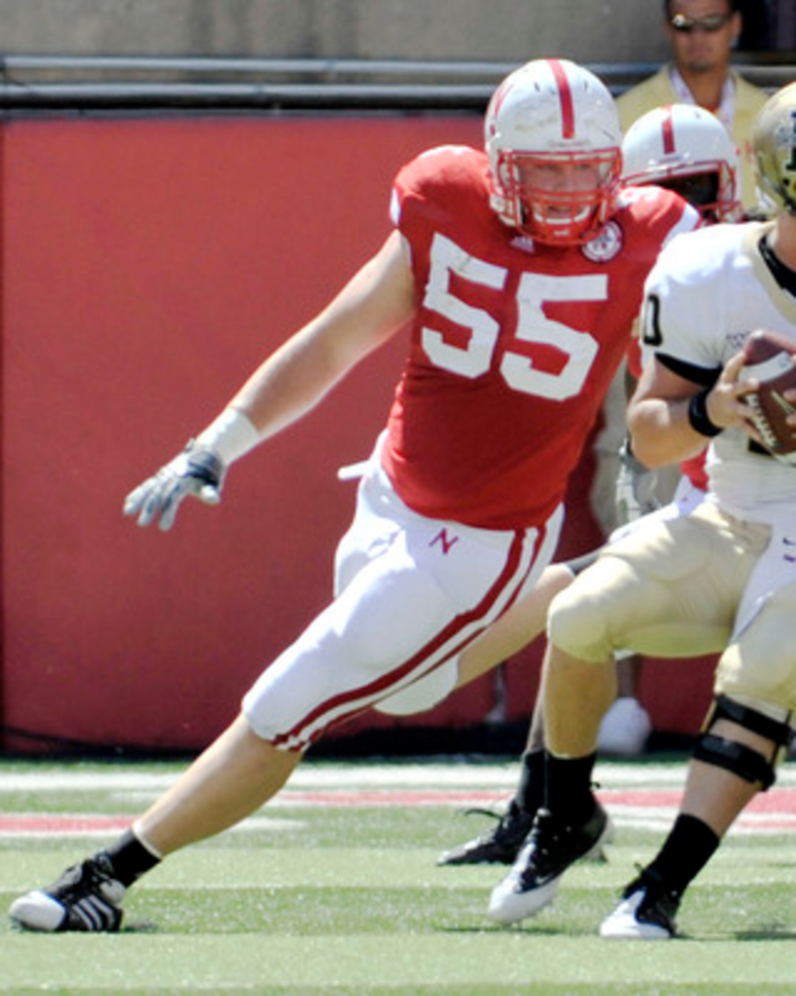 LINCOLN, NEBRASKA - SEPTEMBER 11: Idaho Vandals quarterback Nathan Enderle #10 tries to elude over Nebraska Cornhuskers defensive tackle Baker Steinkuhler #55 during first half action of their game at Memorial Stadium on September 4, 2010 in Lincoln, Nebr LINCOLN, NEBRASKA - SEPTEMBER 11: Idaho Vandals quarterback Nathan Enderle #10 tries to elude over Nebraska Cornhuskers defensive tackle Baker Steinkuhler #55 during first half action of their game at Memorial Stadium on September 4, 2010 in Lincoln, Nebr