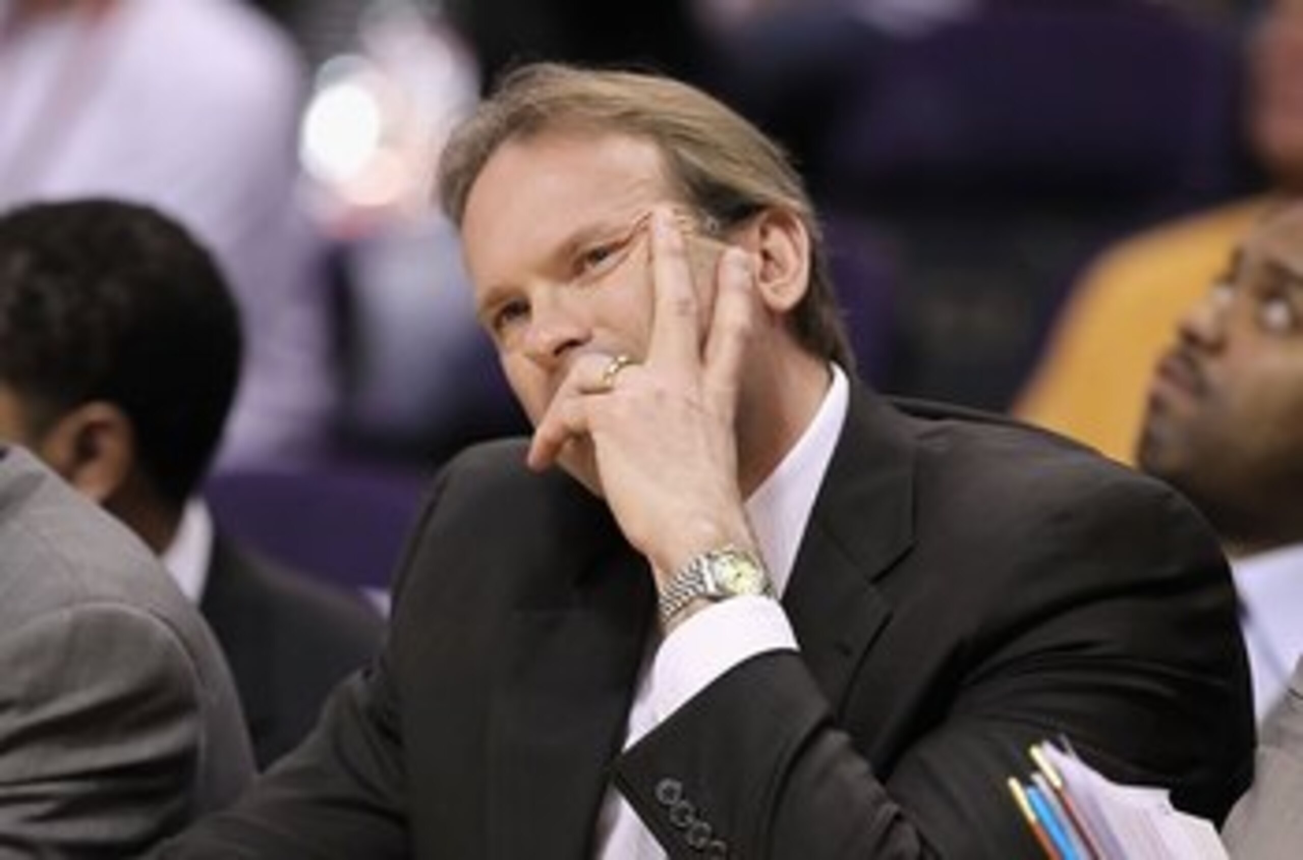 PHOENIX - MARCH 16:  Head coach Kurt Rambis of the Minnesota Timberwolves reacts during the NBA game against the Phoenix Suns at US Airways Center on March 16, 2010 in Phoenix, Arizona. The Suns defeated the Timberwolves 152-114.  NOTE TO USER: User expre