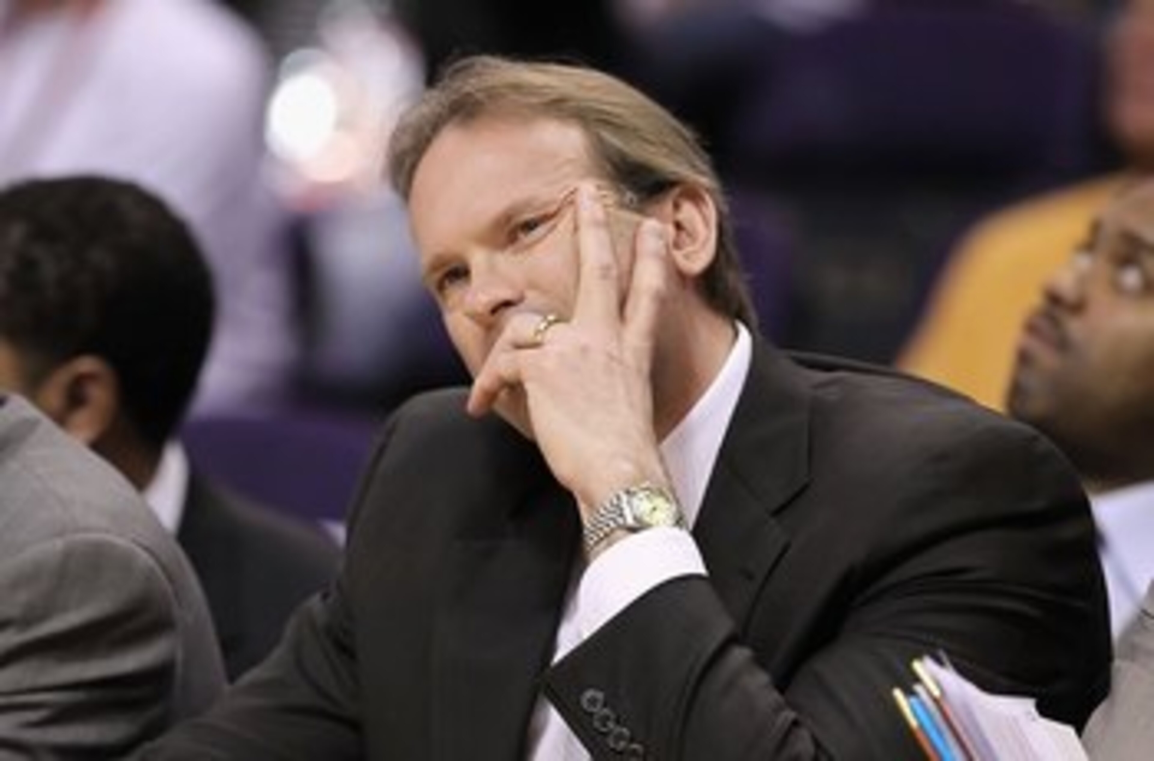 PHOENIX - MARCH 16:  Head coach Kurt Rambis of the Minnesota Timberwolves reacts during the NBA game against the Phoenix Suns at US Airways Center on March 16, 2010 in Phoenix, Arizona. The Suns defeated the Timberwolves 152-114.  NOTE TO USER: User expre