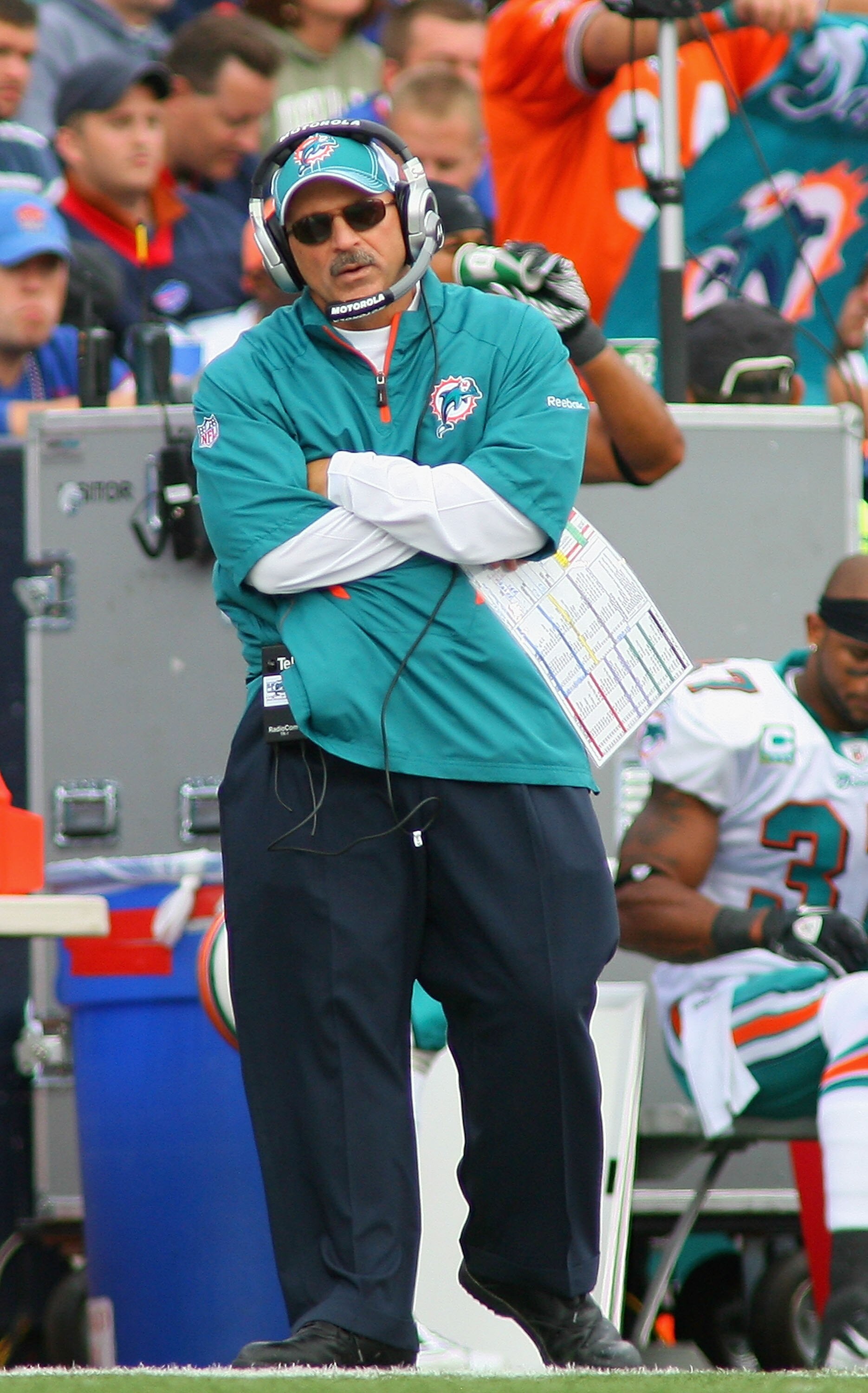 ORCHARD PARK, NY - SEPTEMBER 12: Tony Sparano, head coach of the Miami Dolphins stands on the sidelines during the NFL season opener against the Buffalo Bills at Ralph Wilson Stadium on September 12, 2010 in Orchard Park, New York. (Photo by Rick Stewart ORCHARD PARK, NY - SEPTEMBER 12: Tony Sparano, head coach of the Miami Dolphins stands on the sidelines during the NFL season opener against the Buffalo Bills at Ralph Wilson Stadium on September 12, 2010 in Orchard Park, New York. (Photo by Rick Stewart