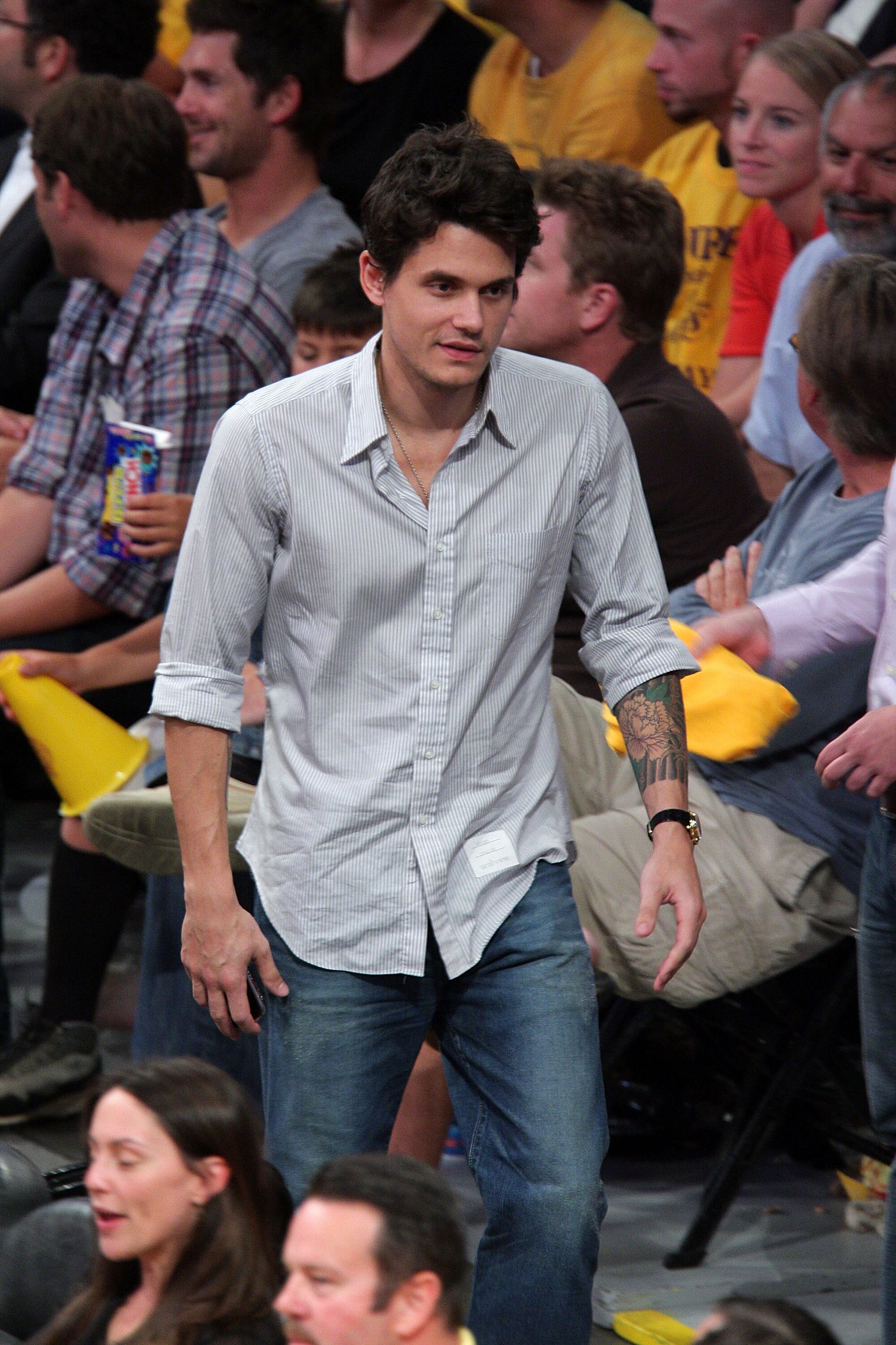 LOS ANGELES, CA - MAY 19:  John Mayer attends Game One of the Western Conference Finals during the 2009 NBA Playoffs between the Los Angeles Lakers and the Denver Nuggets at Staples Center on May 19, 2009 in Los Angeles, California.  (Photo by Noel Vasque