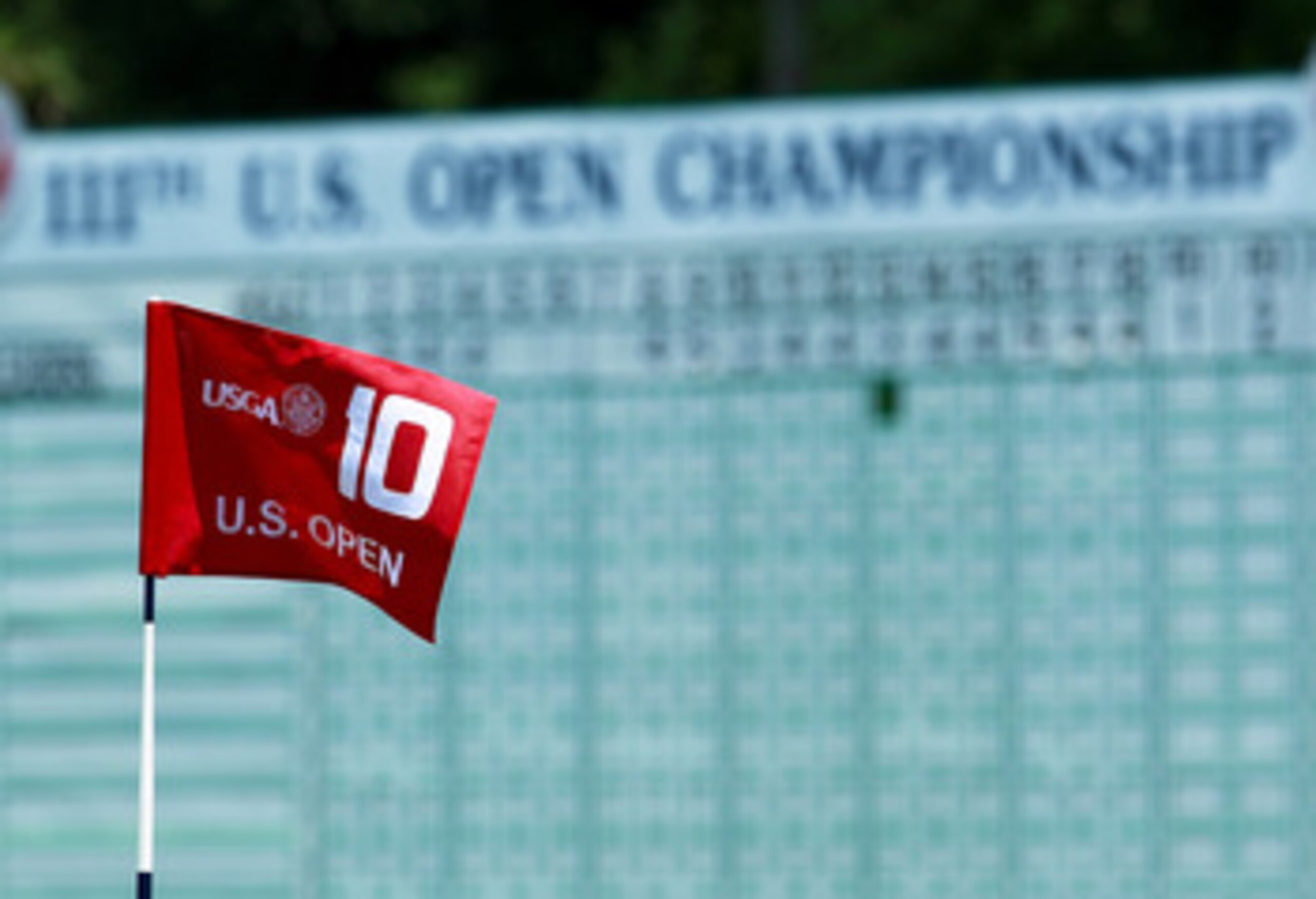 BETHESDA, MD - JUNE 13:  The flag on the tenth hole blows in the breeze during a practice round prior to the start of the 111th U.S. Open at Congressional Country Club on June 13, 2011 in Bethesda, Maryland.  (Photo by Scott Halleran/Getty Images)