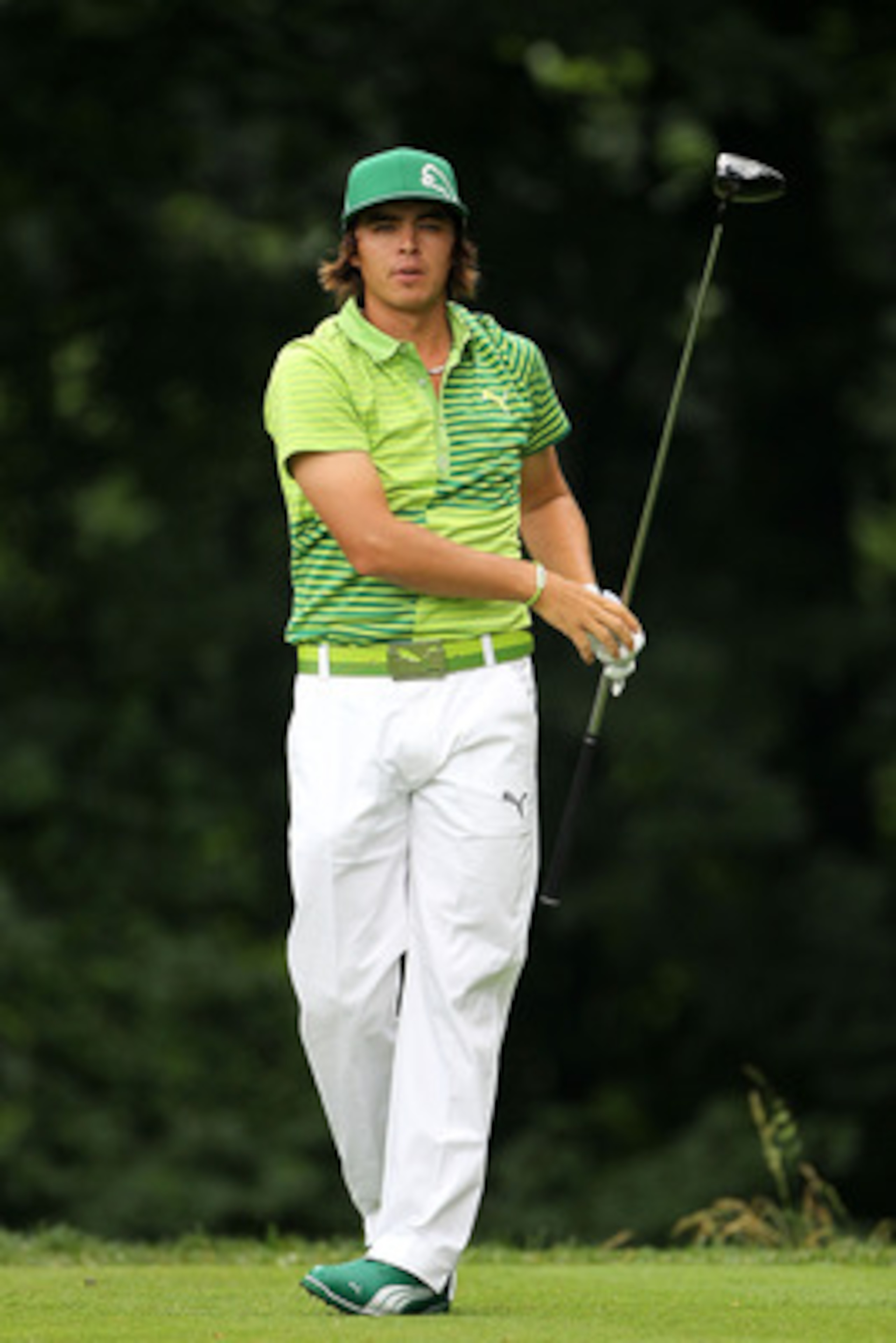 BETHESDA, MD - JUNE 17:  Rickie Fowler hits his tee shot on the 14th hole during the second round of the 111th U.S. Open at Congressional Country Club on June 17, 2011 in Bethesda, Maryland.  (Photo by Jamie Squire/Getty Images)