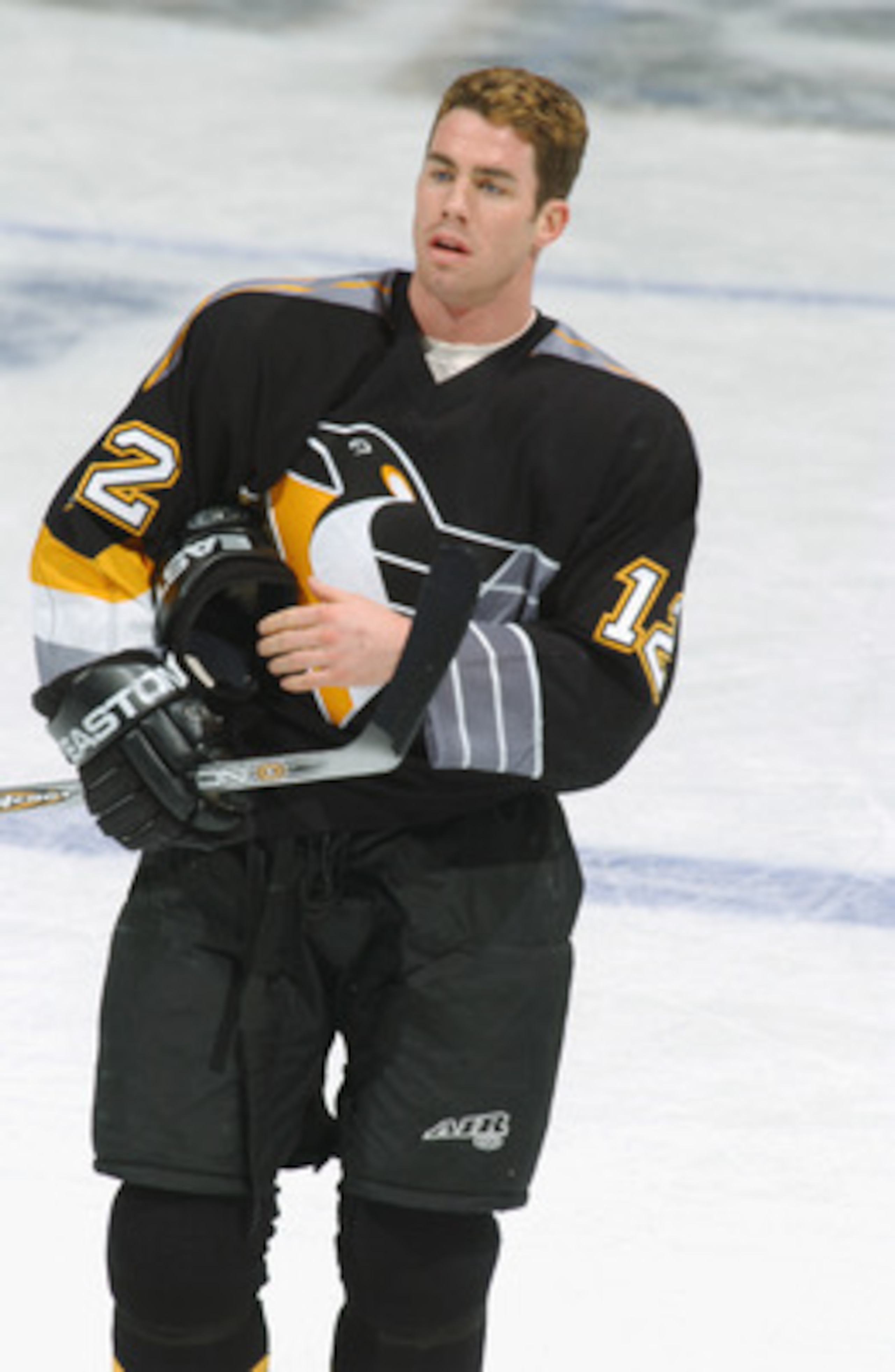 WASHINGTON - DECEMBER 22:  Right wing Billy Tibbetts #12 of the Pittsburgh Penguins skates on the ice before the NHL game against the Washington Capitals at the MCI Center in Washington D.C. on December 22, 2001.  The Penguins tied the Capitals 4-4.  (Pho