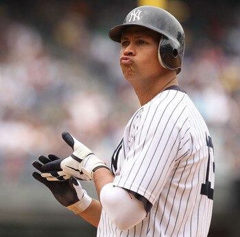 NEW YORK, NY - JUNE 16:  Alex Rodriguez #13 of the New York Yankees looks on against the Texas Rangers during their game on June 16, 2011 at Yankee Stadium in the Bronx borough of New York City.  (Photo by Al Bello/Getty Images)