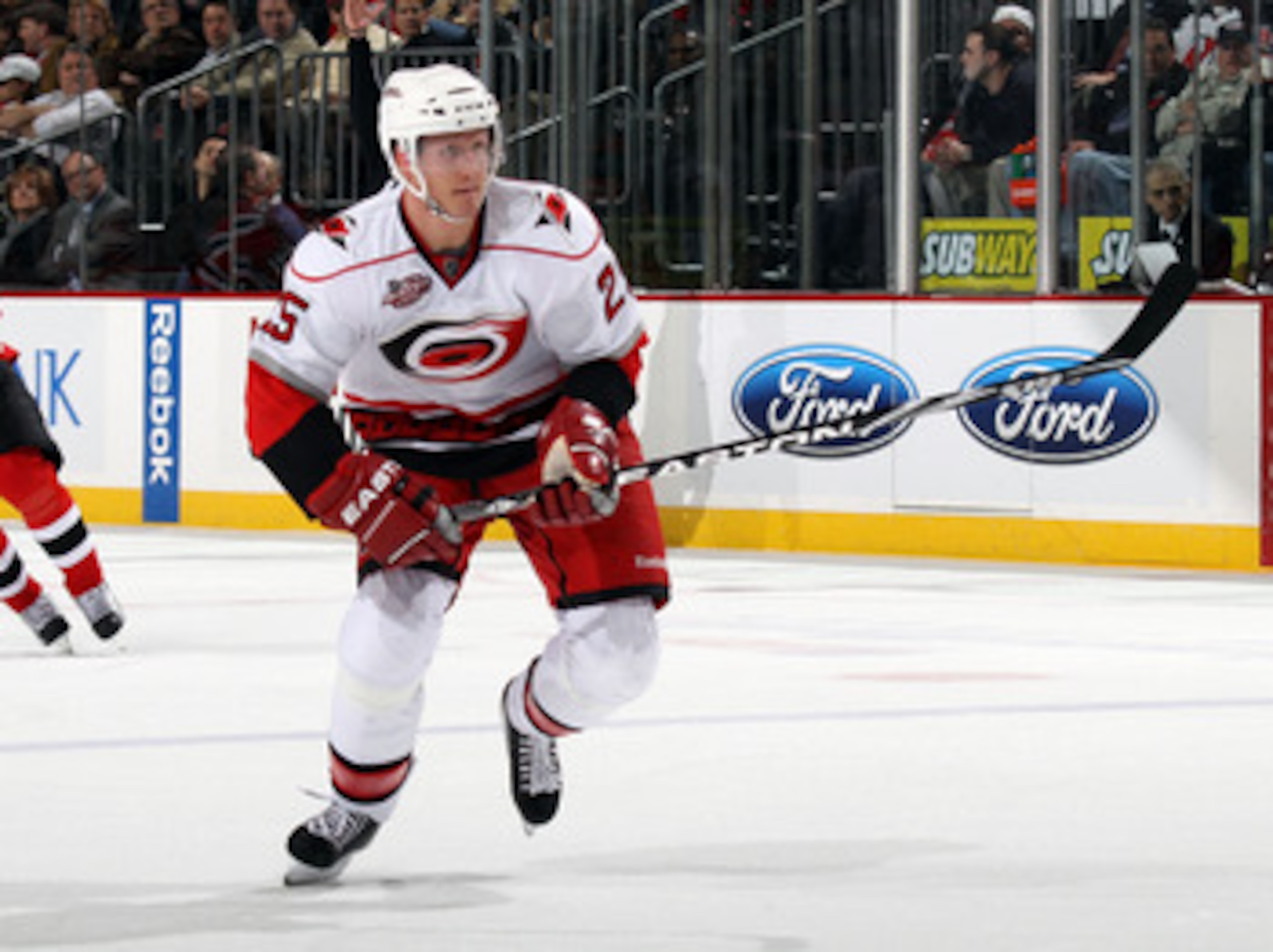 NEWARK, NJ - FEBRUARY 16: Joni Pitkanen #25 of the Carolina Hurricanes skates against the New Jersey Devils at the Prudential Center on February 16, 2011 in Newark, New Jersey. (Photo by Bruce Bennett/Getty Images) NEWARK, NJ - FEBRUARY 16: Joni Pitkanen #25 of the Carolina Hurricanes skates against the New Jersey Devils at the Prudential Center on February 16, 2011 in Newark, New Jersey. (Photo by Bruce Bennett/Getty Images)