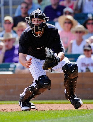 SCOTTSDALE, AZ - MARCH 14:  Jordan Pacheco #58 of the Colorodo Rockies against the Cincinnati Reds  during the spring training baseball game at Salt River Fields at Talking Stick on March 14, 2011 in Scottsdale, Arizona.  (Photo by Kevork Djansezian/Getty