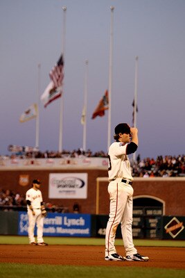 SAN FRANCISCO, CA - JUNE 07:  Conor Gillaspie #50 of the San Francisco Giants looks on against the Washington Nationals during an MLB game at AT&T Park on June 7, 2011 in San Francisco, California.  (Photo by Jed Jacobsohn/Getty Images)