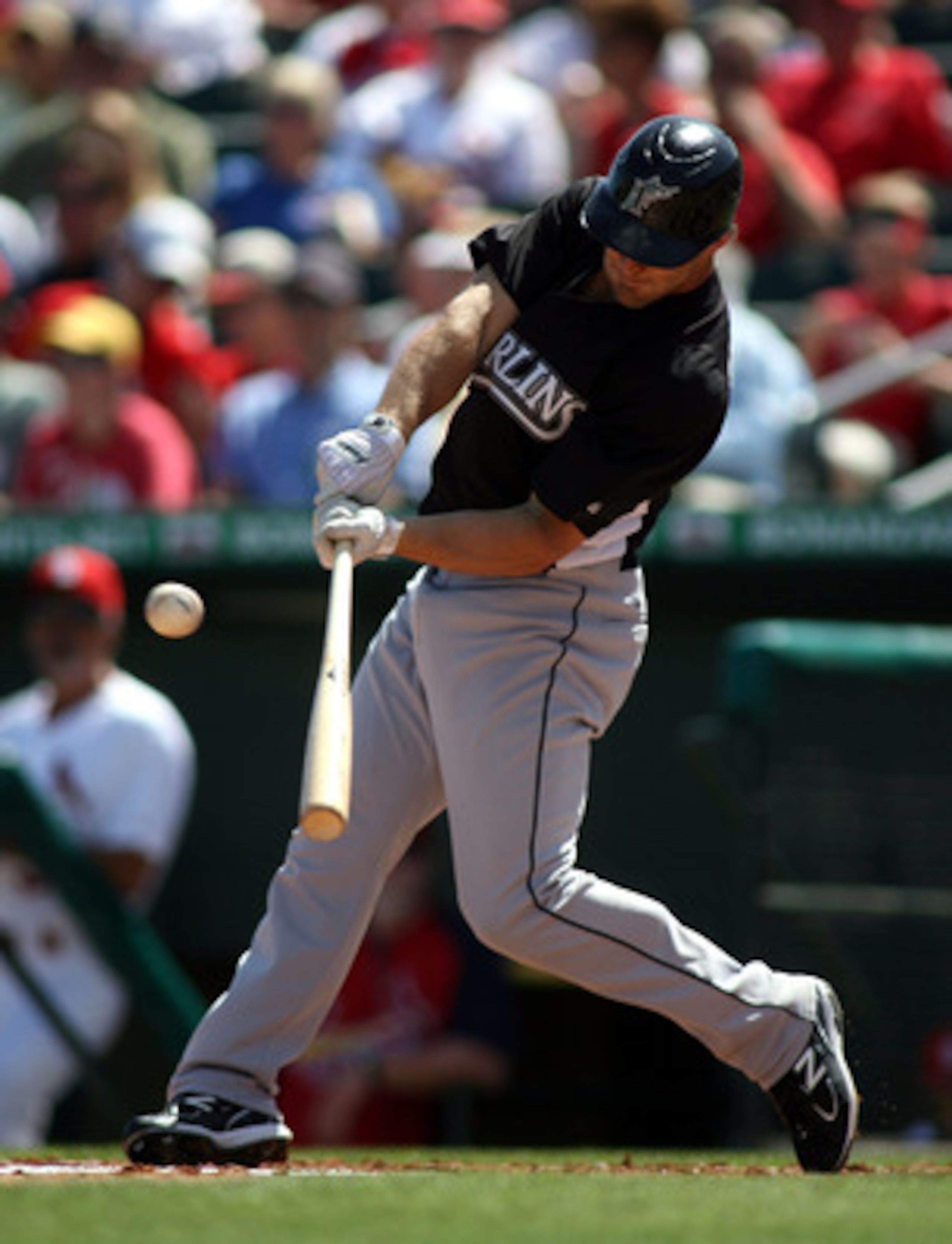 JUPITER, FL - FEBRUARY 28: Bryan Peterson #16 of the Florida Marlins hits a home run against the St. Louis Cardinals at Roger Dean Stadium on February 28, 2011 in Jupiter, Florida. (Photo by Marc Serota/Getty Images) JUPITER, FL - FEBRUARY 28: Bryan Peterson #16 of the Florida Marlins hits a home run against the St. Louis Cardinals at Roger Dean Stadium on February 28, 2011 in Jupiter, Florida. (Photo by Marc Serota/Getty Images)
