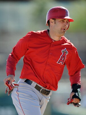 PHOENIX, AZ - FEBRUARY 27:  Chris Pettit #33 of the Los Angeles Angels of Anaheim runs the bases against the Los Angeles Dodgers during spring training at Camelback Ranch on February 27, 2011 in Phoenix, Arizona.  (Photo by Harry How/Getty Images)