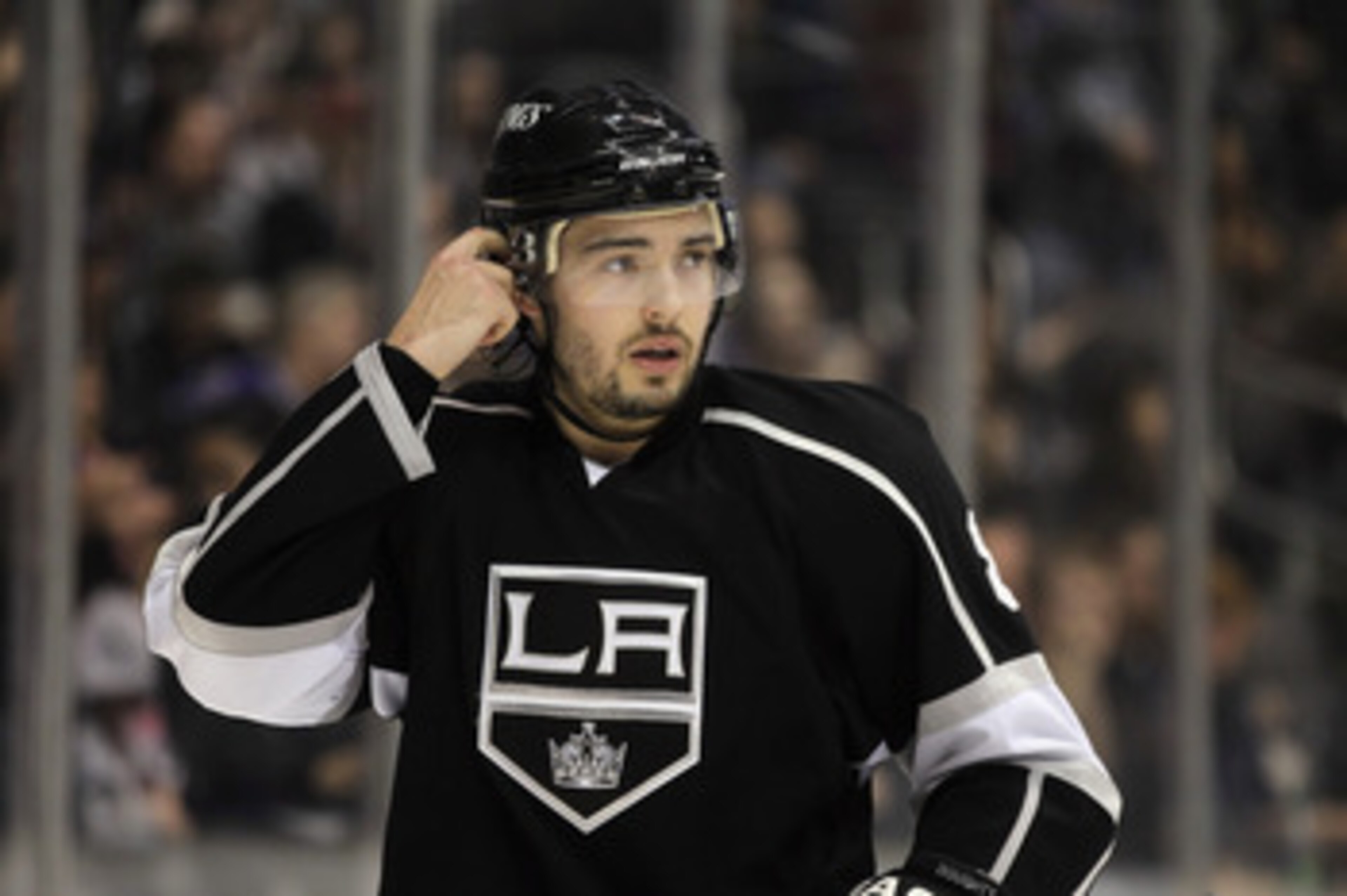 LOS ANGELES, CA - APRIL 02:  Drew Doughty #8 of the Los Angeles Kings looks on against the Dallas Stars at Staples Center on April 2, 2011 in Los Angeles, California.  (Photo by Jeff Gross/Getty Images)
