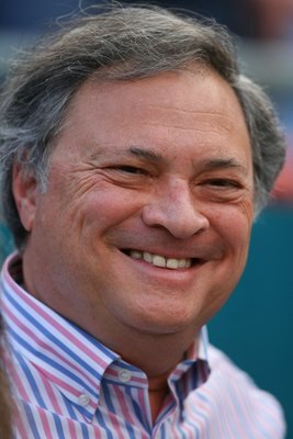 MIAMI - APRIL 09:  Owner Jeffrey Loria of the Florida Marlins watches players take batting practice before taking on the Los Angeles Dodgers during the Marlins home opening game at Sun Life Stadium on April 9, 2010 in Miami, Florida. The Dodgers defeated