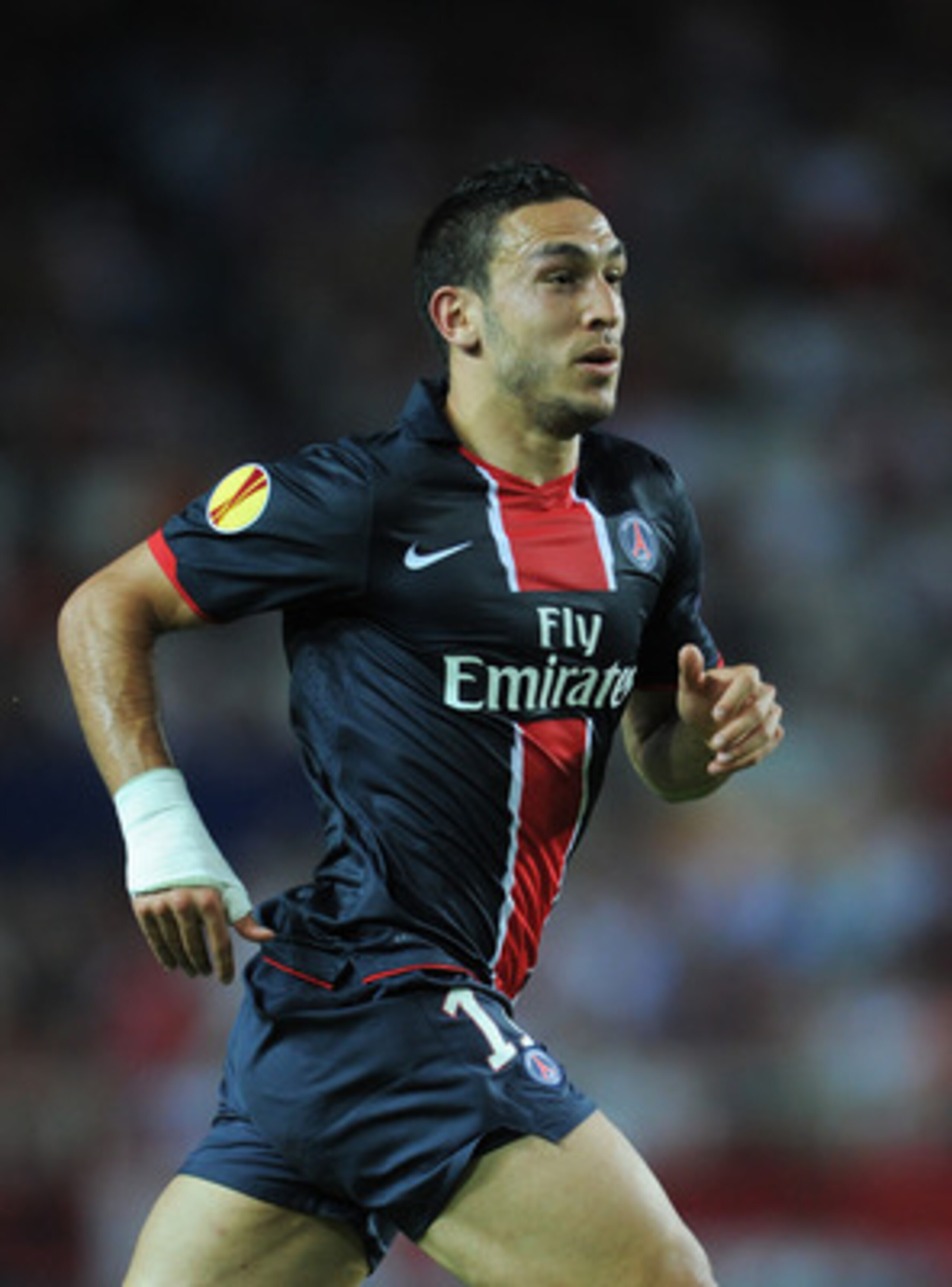 SEVILLE, SPAIN - SEPTEMBER 16:  Mevlut Erdinc of Paris Saint Germain in action during the UEFA Europa League group J match between Sevilla and Paris Saint Germain at the Estadio Ramon Sanchez Pizjuan on September 16, 2010 in Seville, Spain. Paris Saint Ge