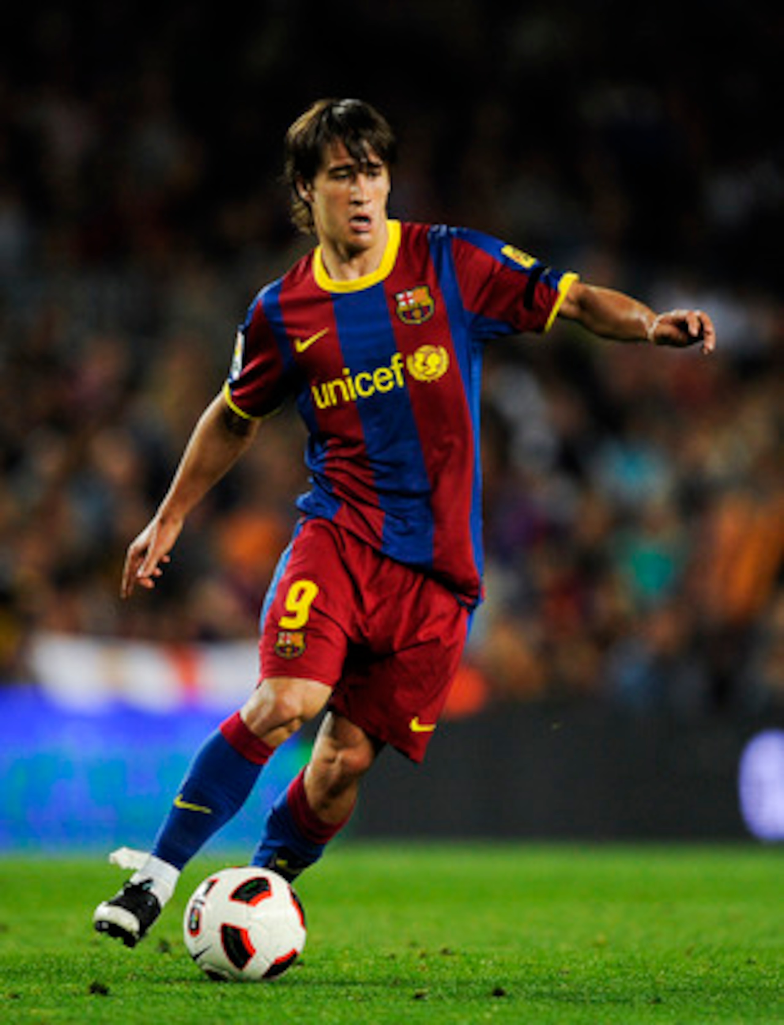 BARCELONA, SPAIN - MAY 15:  Bojan Krkic of FC Barcelona runs with the ball during the La Liga match between Barcelona and Deportivo La Coruna at Camp Nou Stadium on May 15, 2011 in Barcelona, Spain.  (Photo by David Ramos/Getty Images)