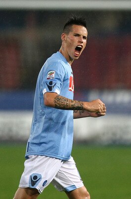 NAPLES, ITALY - APRIL 30:  Marek Hamsik of SSC Napoli celebrates after scoring the opening goal during the Serie A match between SSC Napoli and Genoa CFC at Stadio San Paolo on April 30, 2011 in Naples, Italy.  (Photo by Paolo Bruno/Getty Images)