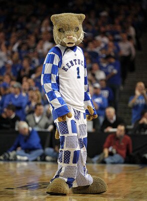 LOUISVILLE, KY - DECEMBER 08:  The Kentucky Wildcats mascot performs during the game against the Notre Dame Fighting Irish in the 2010 DIRECTV SEC/BIG EAST Invitational at Freedom Hall on December 8, 2010 in Louisville, Kentucky.  (Photo by Andy Lyons/Get