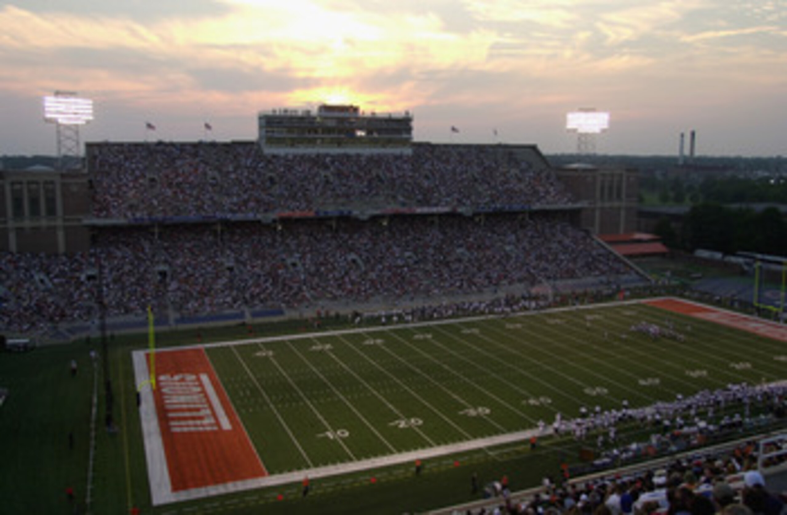 CHAMPAIGN, ILLINOIS - AUGUST 10:  General view of the field during the NFL preseason game between the Denver Broncos and the Chicago Bears on August 10, 2002 at Memorial Stadium at the University of Illniois in Champaign, Illinois. The Broncos won 27-3. (