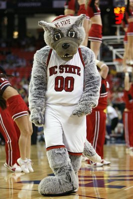 ATLANTA - MARCH 12:  Mascot of the North Carolina State Wolfpack walks on the court against the Maryland Terrapins during day one of the 2009 ACC Men's Basketball Tournament on March 12, 2009 at the Georgia Dome in Atlanta, Georgia.  (Photo by Kevin C. Co