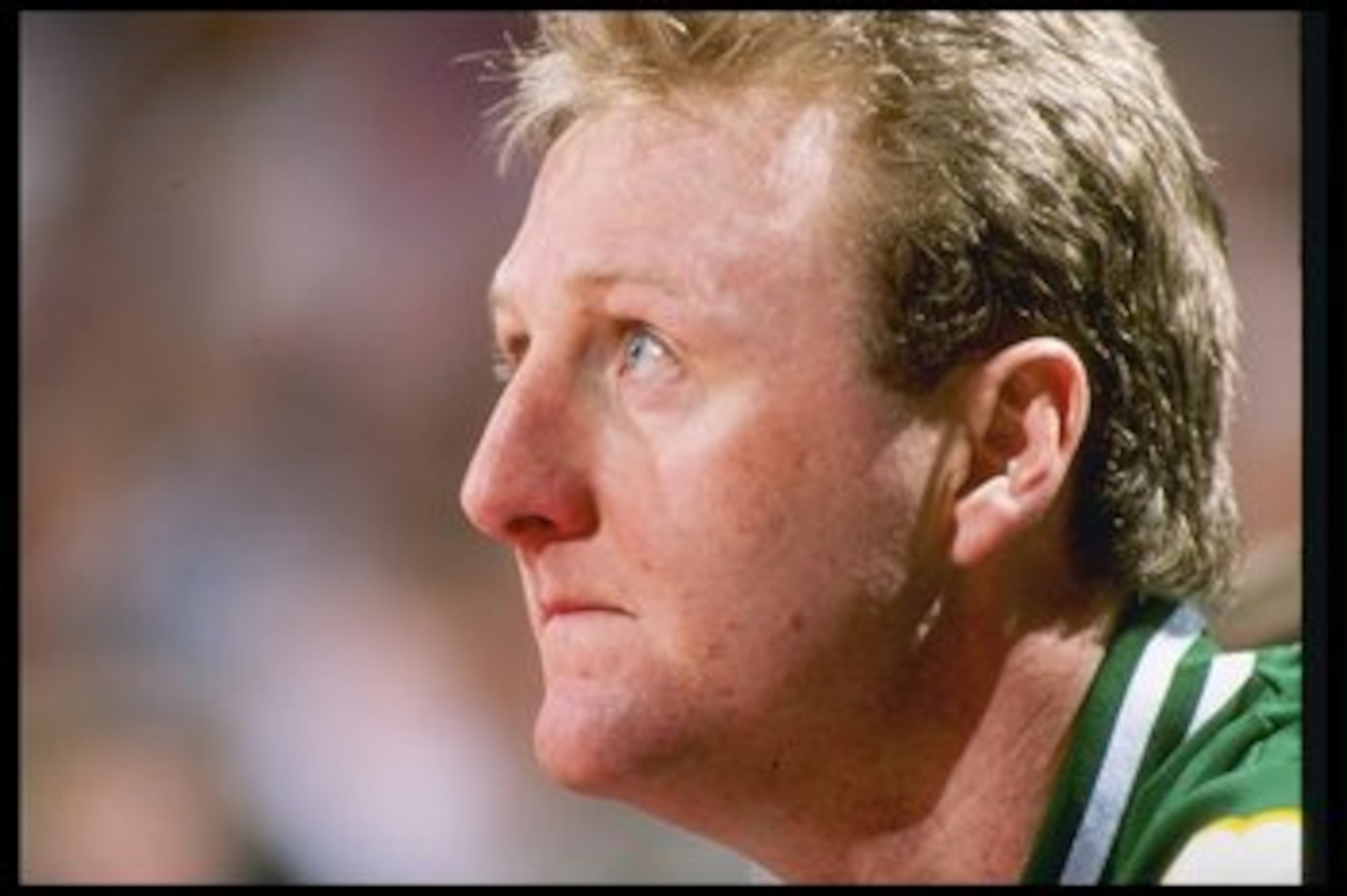 DENVER - 1990: Boston Celtics forward Larry Bird #33 looks on from the bench during game against the Denver Nuggets at McNichols Arena in Denver, Colorado. (Photo by Allsport /Allsport DENVER - 1990: Boston Celtics forward Larry Bird #33 looks on from the bench during game against the Denver Nuggets at McNichols Arena in Denver, Colorado. (Photo by Allsport /Allsport