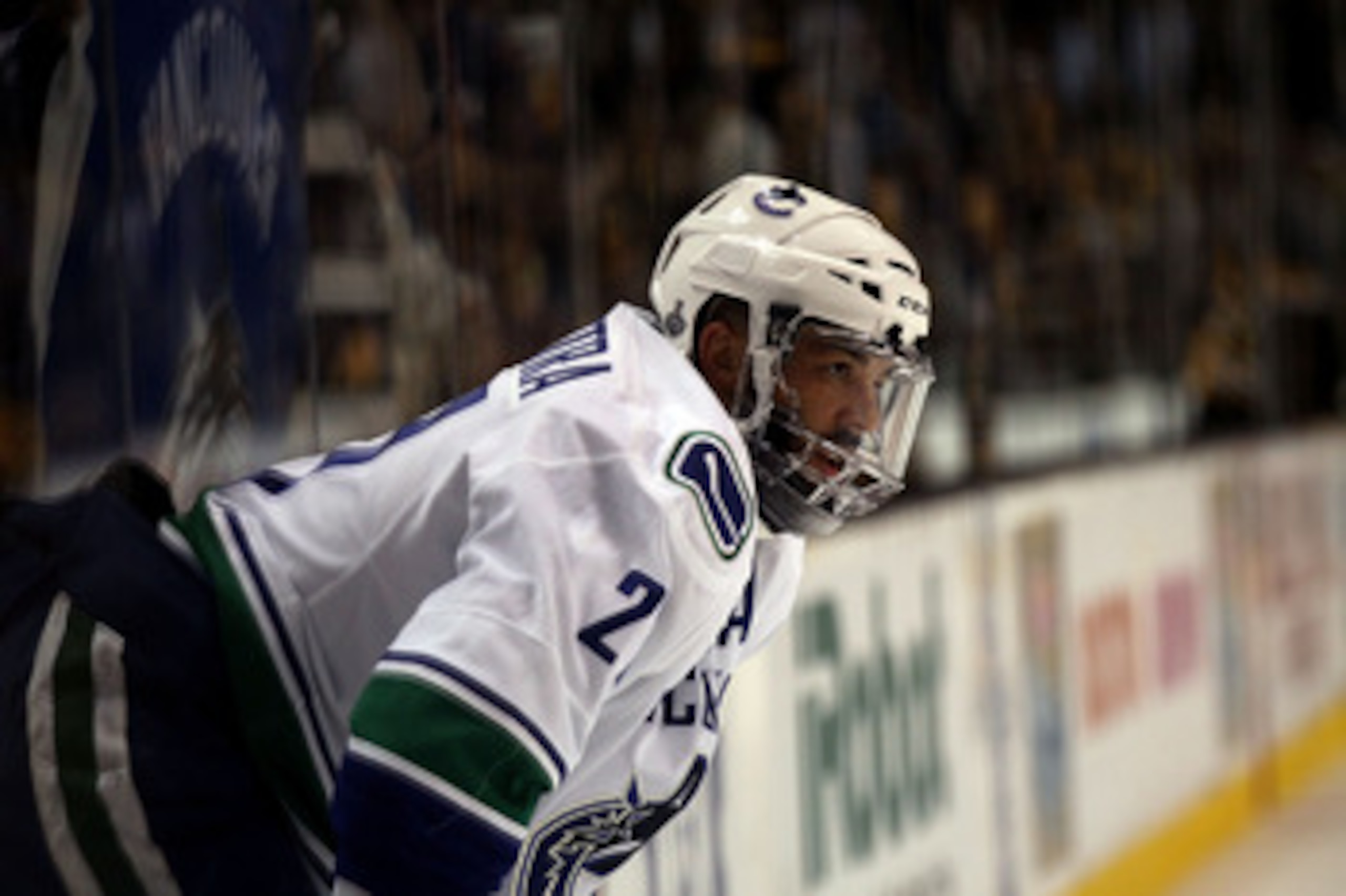 BOSTON, MA - JUNE 13:  Manny Malhotra #27 of the Vancouver Canucks looks on prior to Game Six against the Boston Bruins in the 2011 NHL Stanley Cup Final at TD Garden on June 13, 2011 in Boston, Massachusetts.  (Photo by Elsa/Getty Images)