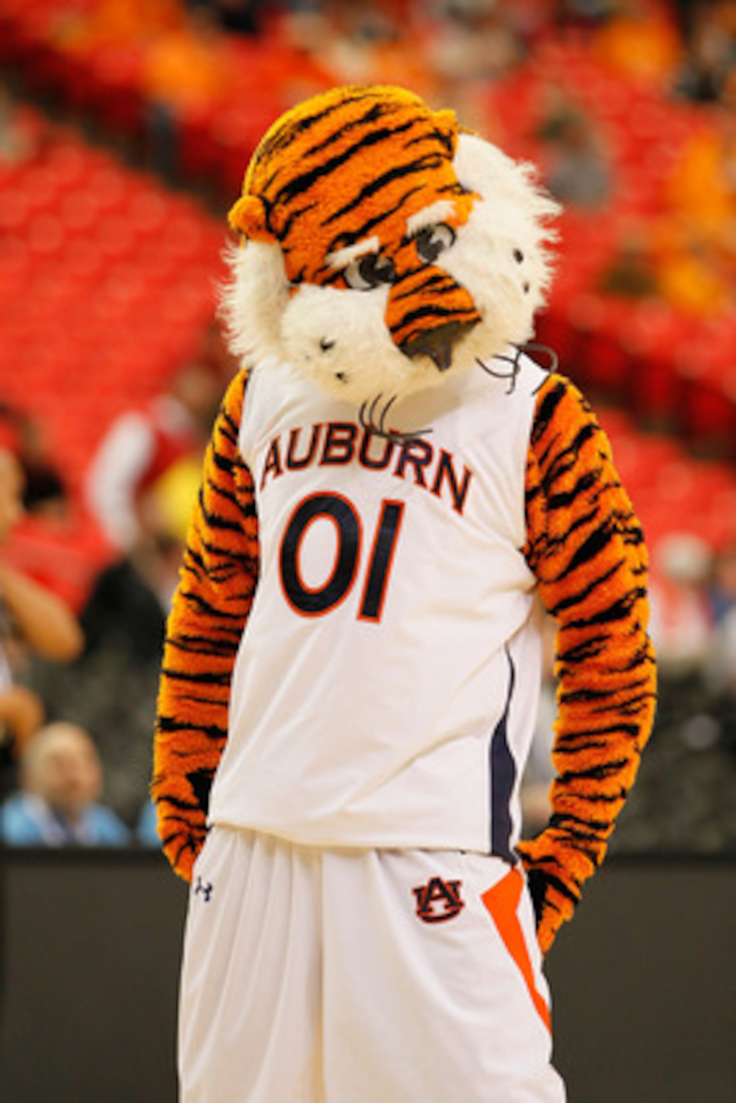 ATLANTA, GA - MARCH 10: Auburn University mascot Aubie the Tiger looks on during their game against the Georgia Bulldogs in the first round of the SEC Men's Basketball Tournament at the Georgia Dome on March 10, 2011 in Atlanta, Georgia. (Photo by Kevin ATLANTA, GA - MARCH 10: Auburn University mascot Aubie the Tiger looks on during their game against the Georgia Bulldogs in the first round of the SEC Men's Basketball Tournament at the Georgia Dome on March 10, 2011 in Atlanta, Georgia. (Photo by Kevin