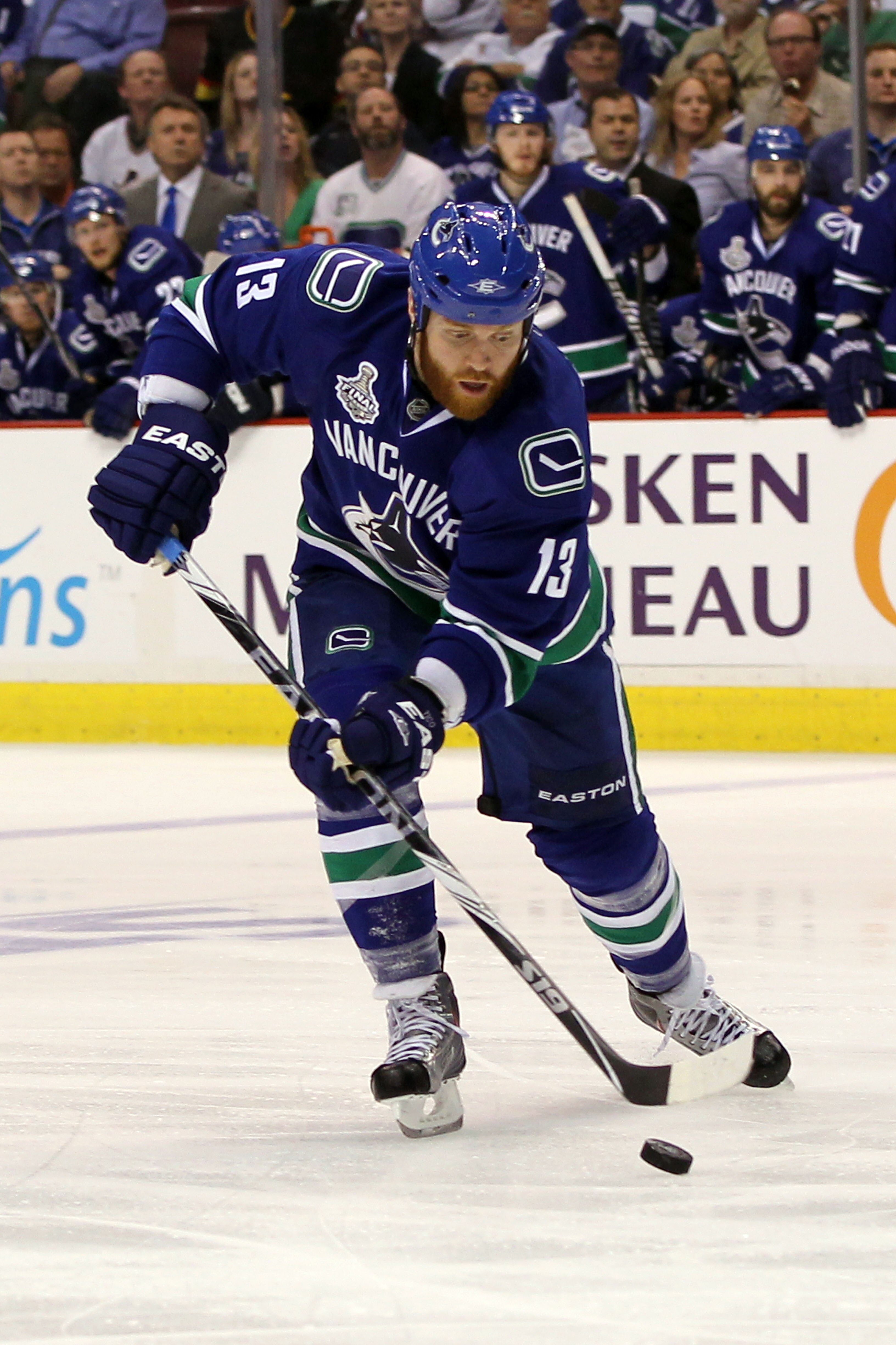VANCOUVER, BC - JUNE 10:  Raffi Torres #13 of the Vancouver Canucks skates during Game Five of the 2011 NHL Stanley Cup Final at Rogers Arena on June 10, 2011 in Vancouver, British Columbia, Canada.  (Photo by Bruce Bennett/Getty Images)
