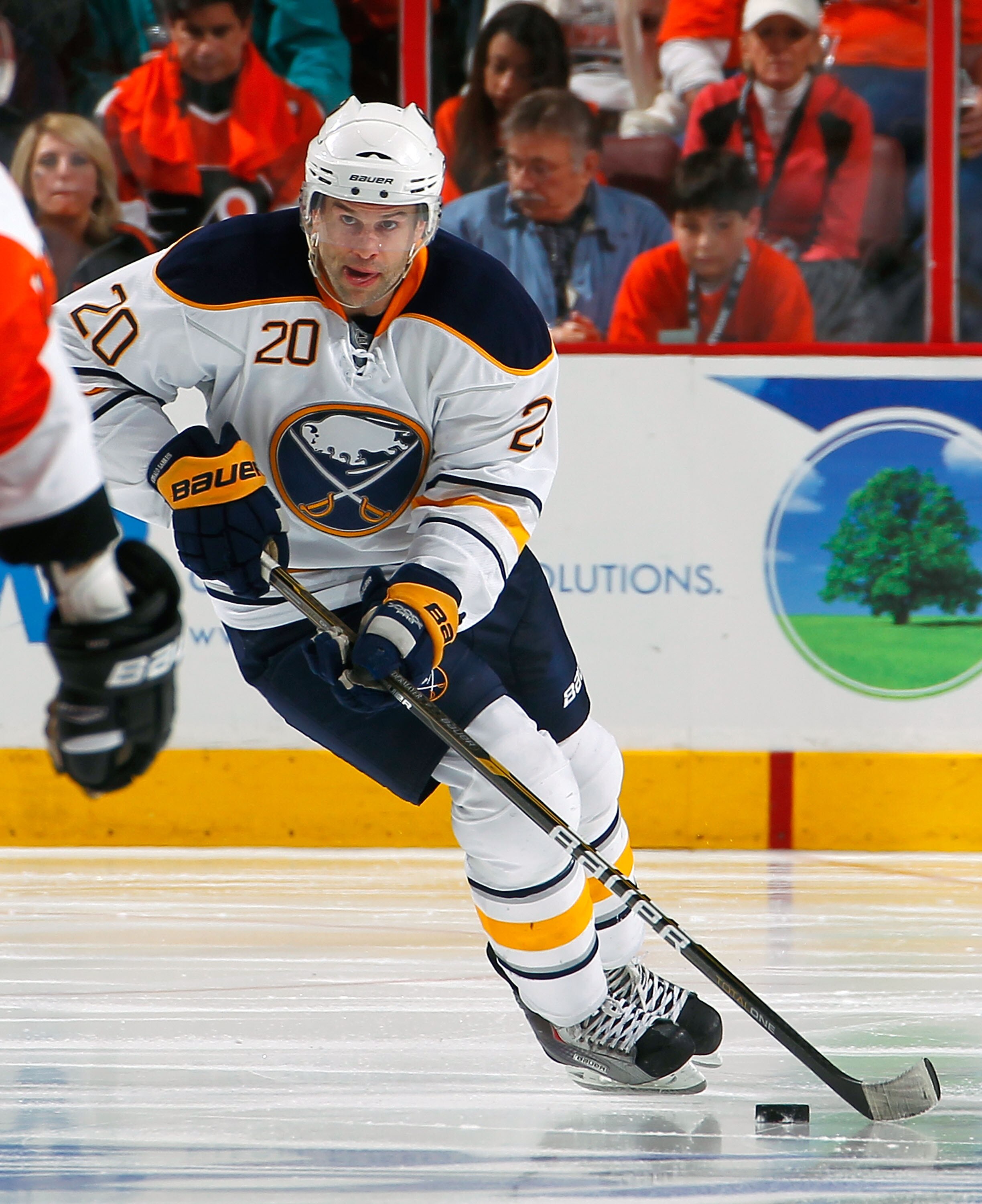 PHILADELPHIA, PA - APRIL 16:  Rob Niedermayer #20 of the Buffalo Sabres skates against the Philadelphia Flyers in Game Two of the Eastern Conference Quarterfinals during the 2011 NHL Stanley Cup Playoffs at Wells Fargo Center on April 16, 2011 in Philadel