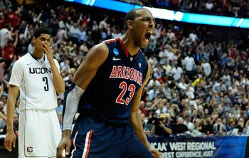 TULSA, OK - MARCH 18:  Derrick Williams #23 of the Arizona Wildcats reacts to a play against the Memphis Tigers during the second round of the 2011 NCAA men's basketball tournament at BOK Center on March 18, 2011 in Tulsa, Oklahoma.  (Photo by Tom Penning