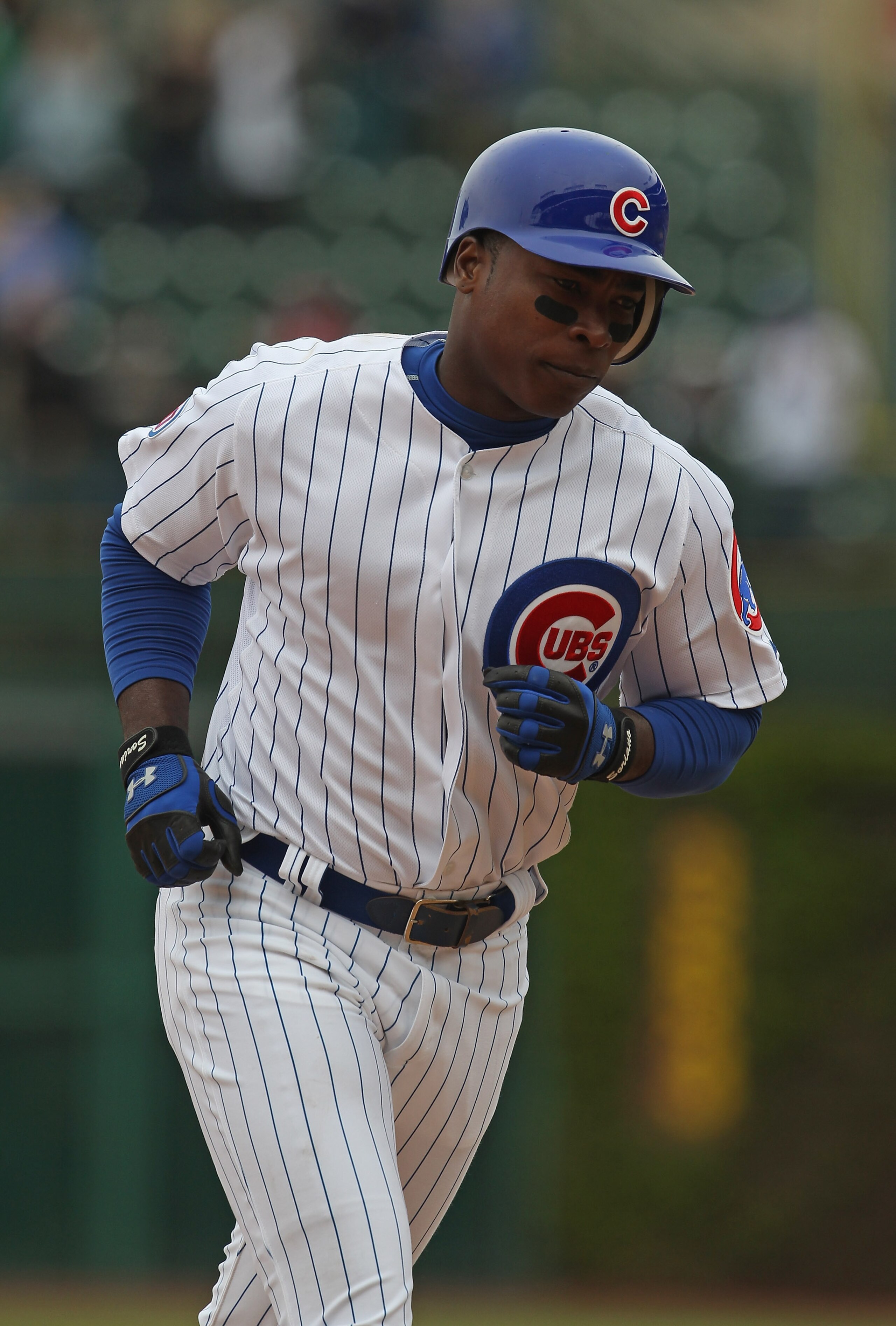 CHICAGO, IL - MAY 27: Alfonso Soriano #12 of the Chicago Cubs runs the bases after hitting a two-run home run in the bottom of the 9th inning against the Pittsburgh Pirates at Wrigley Field on May 27, 2011 in Chicago, Illinois. The Pirates defeated the Cu