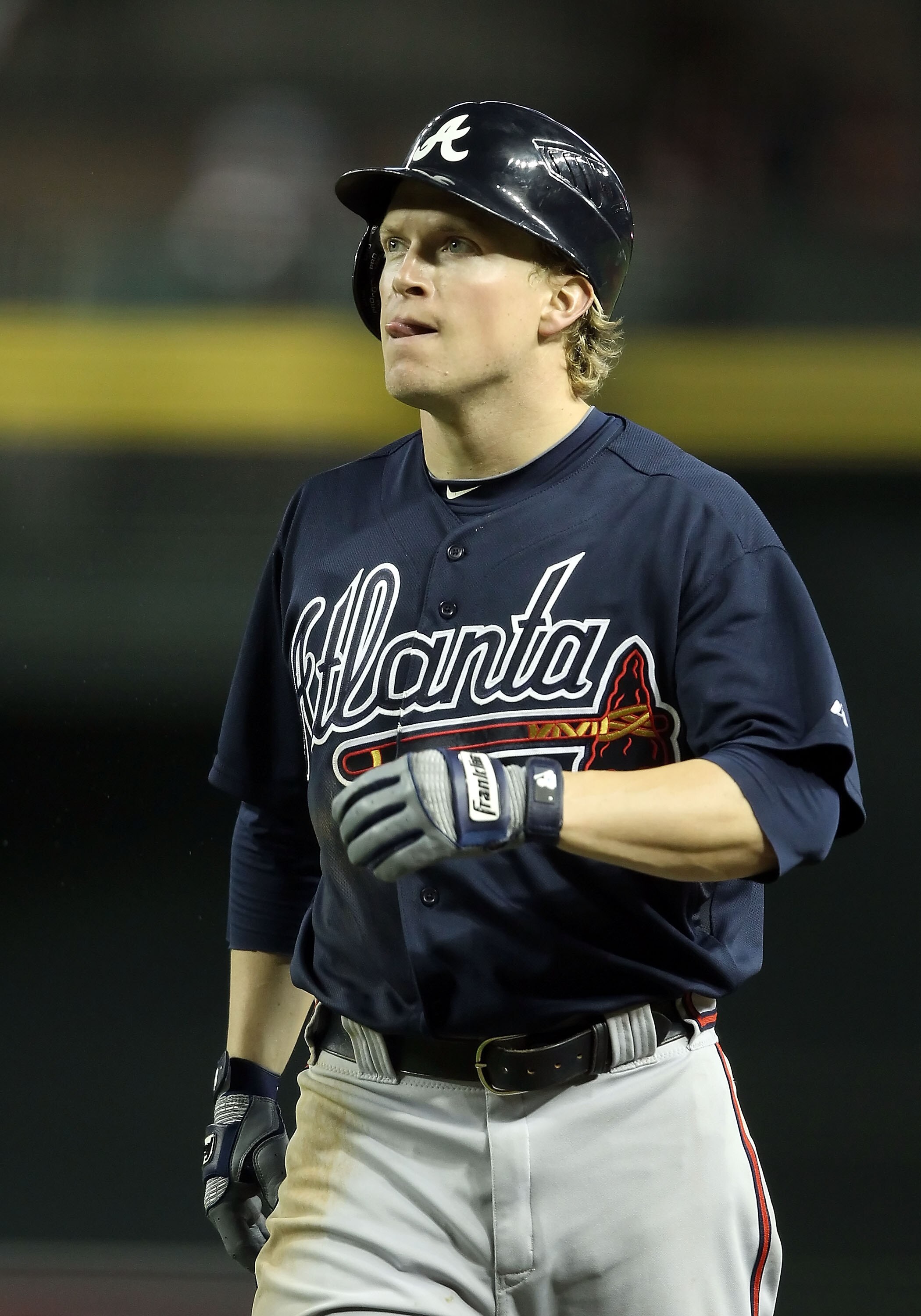PHOENIX, AZ - MAY 18: Nate McLouth #13 of the Atlanta Braves bats against the Arizona Diamondbacks during the Major League Baseball game at Chase Field on May 18, 2011 in Phoenix, Arizona. The Diamondbacks defeated the Braves 5-4 in eleven innings. (Ph PHOENIX, AZ - MAY 18: Nate McLouth #13 of the Atlanta Braves bats against the Arizona Diamondbacks during the Major League Baseball game at Chase Field on May 18, 2011 in Phoenix, Arizona. The Diamondbacks defeated the Braves 5-4 in eleven innings. (Ph