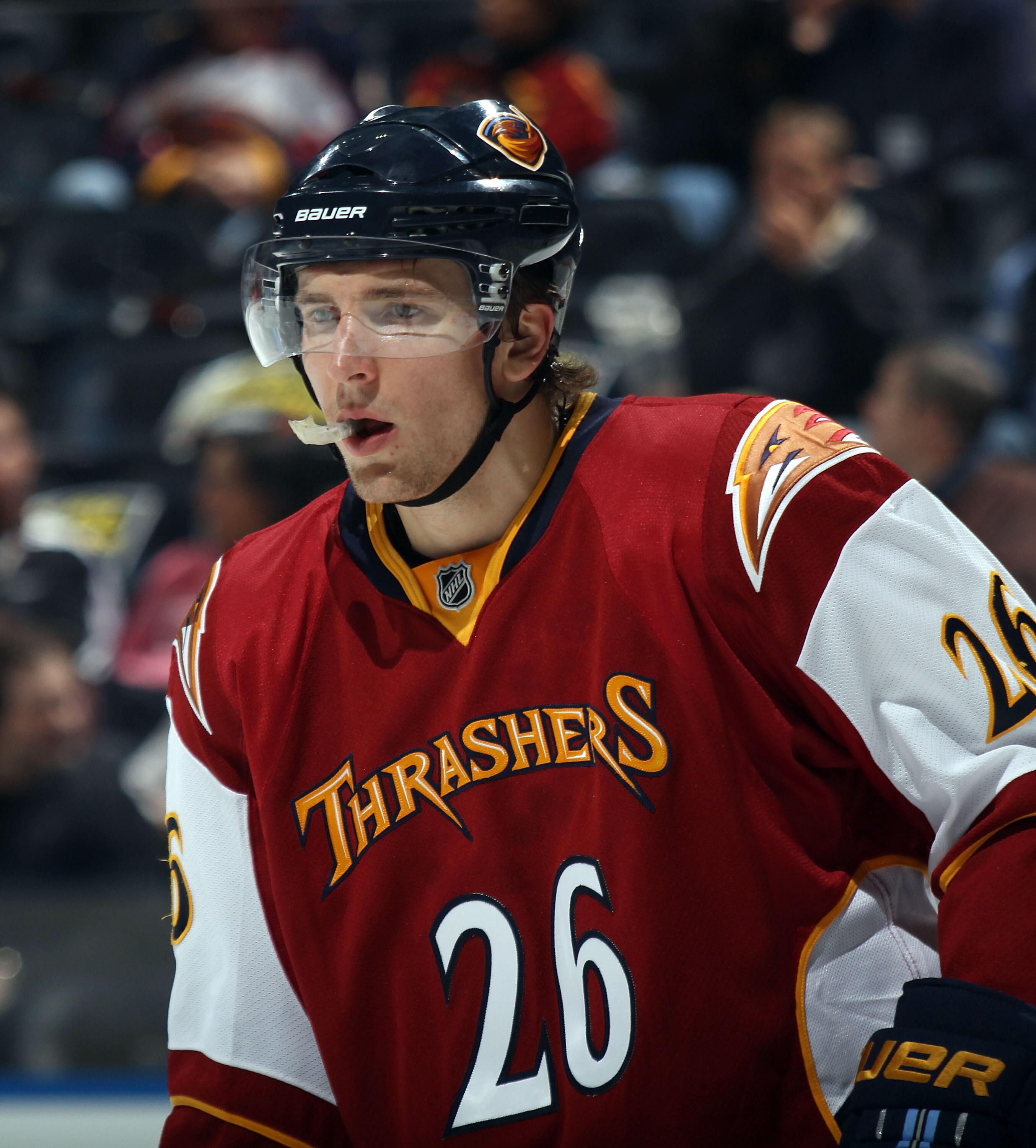 ATLANTA, GA - MARCH 25:  Blake Wheeler #26 of the Atlanta Thrashers skates against the Vancouver Canucks at the Philips Arena on March 25, 2011 in Atlanta, Georgia.  (Photo by Bruce Bennett/Getty Images)