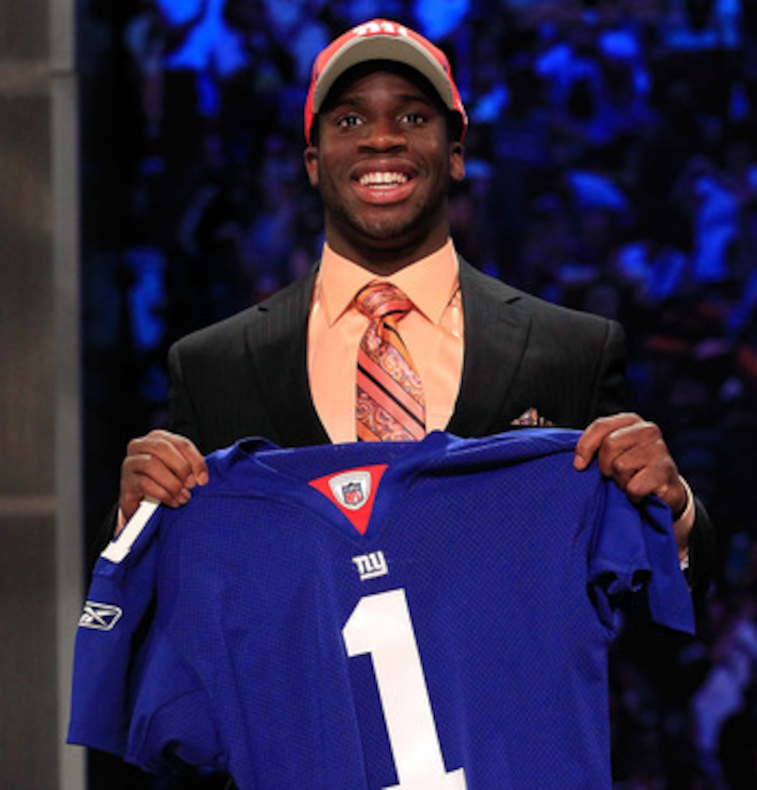 NEW YORK, NY - APRIL 28:  Prince Amukamara, #19 overall pick by the New York Giants, holds up a jersey on stage during the 2011 NFL Draft at Radio City Music Hall on April 28, 2011 in New York City.  (Photo by Chris Trotman/Getty Images)