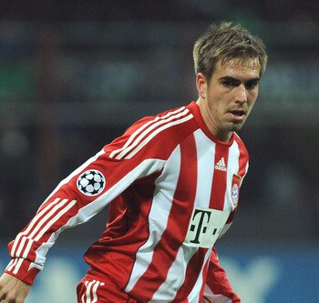 MILAN, ITALY - FEBRUARY 23:  Philipp Lahm of FC Bayern Muenchen in action during the UEFA Champions League round of 16 first leg match between Inter Milan v FC Bayern Muenchen on February 23, 2011 in Milan, Italy.  (Photo by Valerio Pennicino/Getty Images
