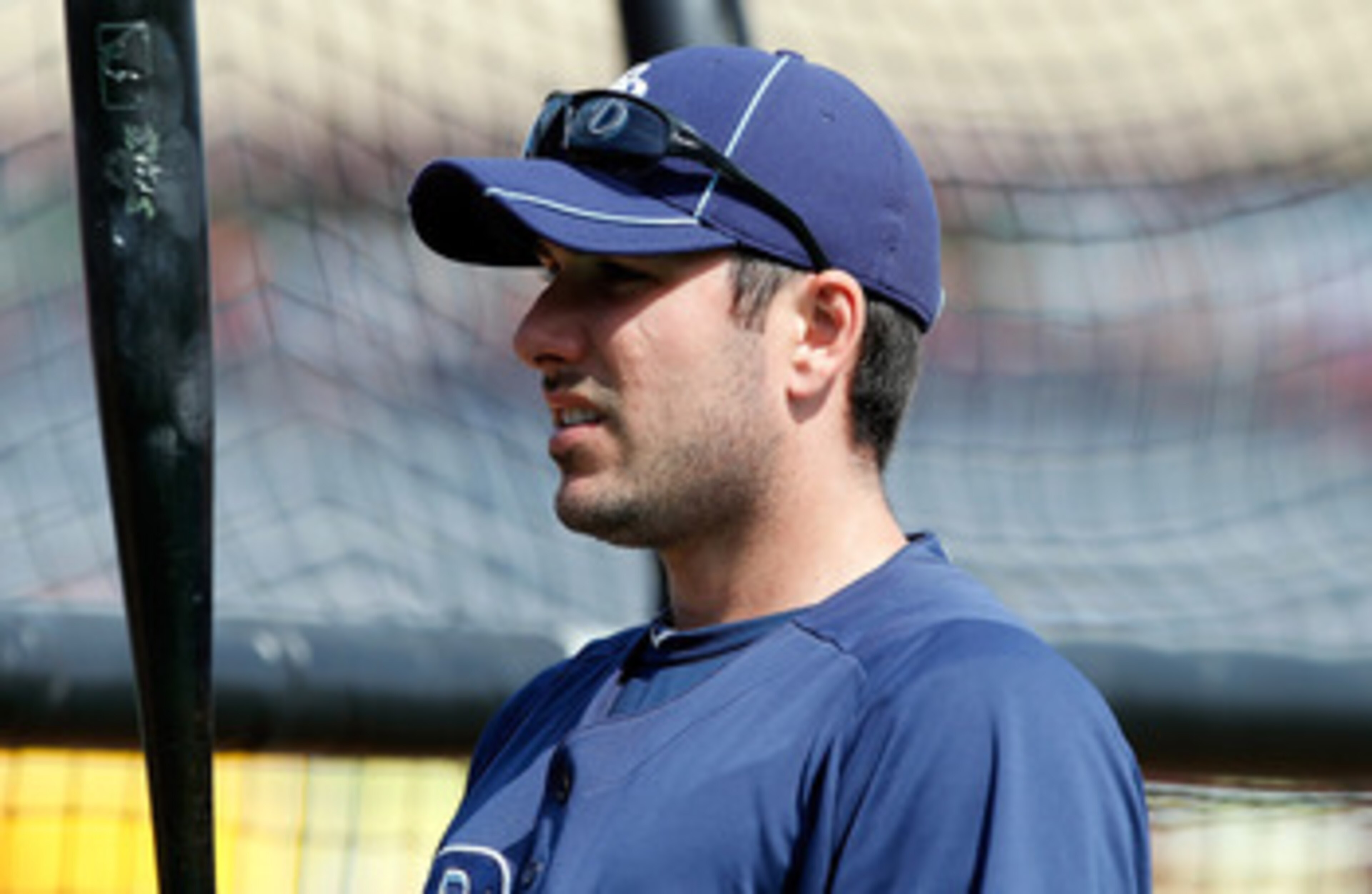 CLEARWATER, FL - MARCH 06:  Outfielder Matt Joyce #20 of the Tampa Bay Rays takes batting practice before the start of the Grapefruit League Spring Training Game against the Philadelphia Phillies at Bright House Field on March 6, 2011 in Sarasota, Florida