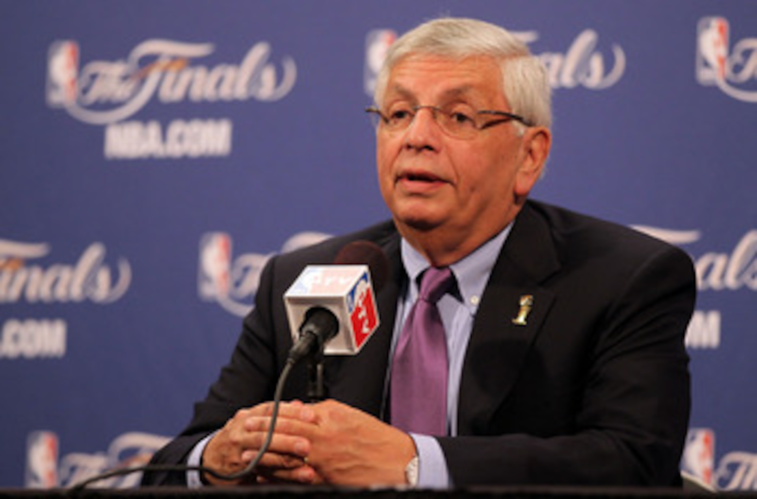 MIAMI, FL - MAY 31: NBA Commissioner David Stern answers questions from the media during a press conference prior to the Miami Heat hosting the Dallas Mavericks in Game One of the 2011 NBA Finals at American Airlines Arena on May 31, 2011 in Miami, Flori MIAMI, FL - MAY 31: NBA Commissioner David Stern answers questions from the media during a press conference prior to the Miami Heat hosting the Dallas Mavericks in Game One of the 2011 NBA Finals at American Airlines Arena on May 31, 2011 in Miami, Flori