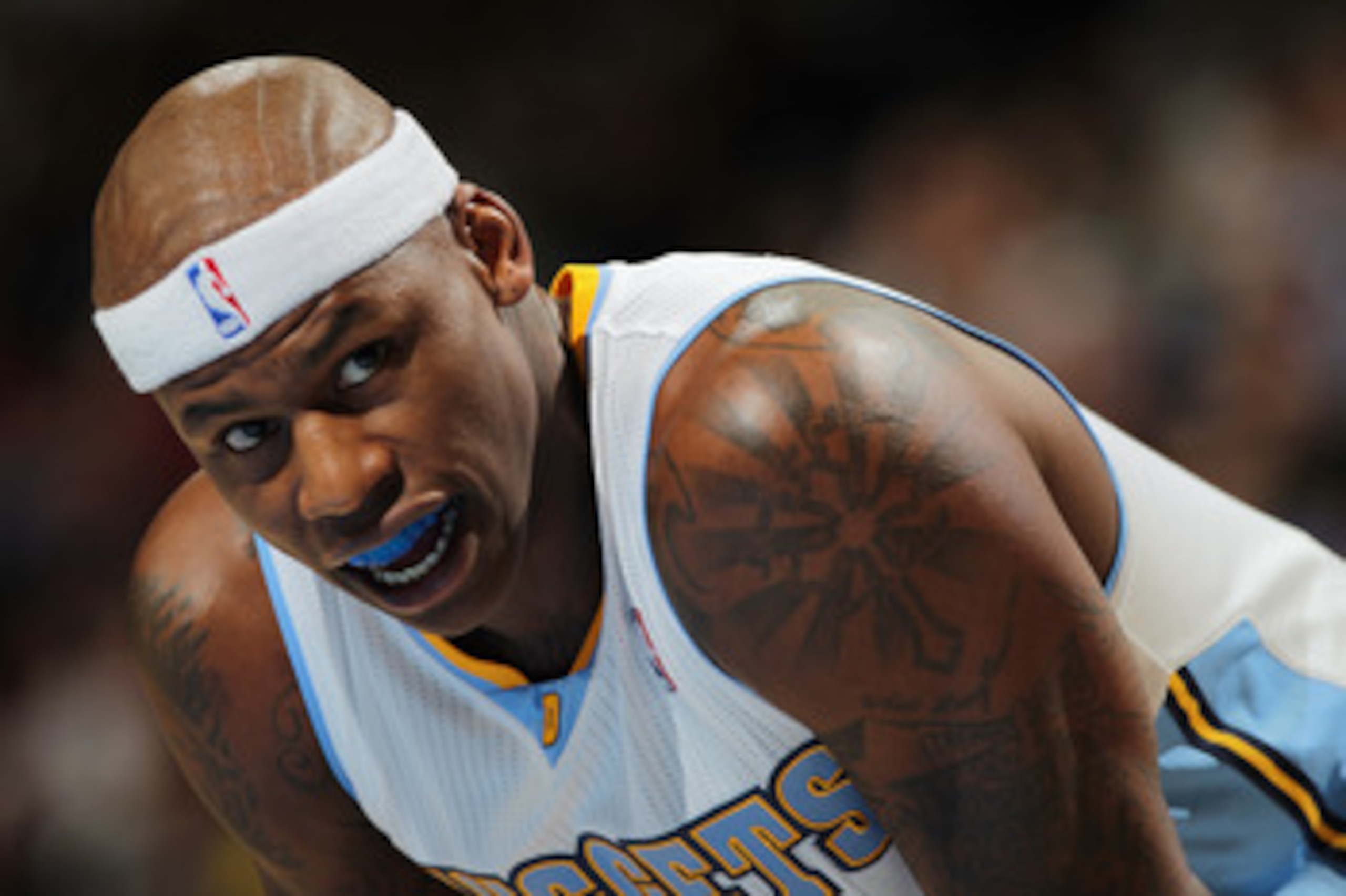 DENVER, CO - MARCH 23: Al Harrington #7 of the Denver Nuggets looks on as he awaits a free throw against the San Antonio Spurs at the Pepsi Center on March 23, 2011 in Denver, Colorado. Harrington had a game high 27 points as the Nuggets defeated the Spu DENVER, CO - MARCH 23: Al Harrington #7 of the Denver Nuggets looks on as he awaits a free throw against the San Antonio Spurs at the Pepsi Center on March 23, 2011 in Denver, Colorado. Harrington had a game high 27 points as the Nuggets defeated the Spu