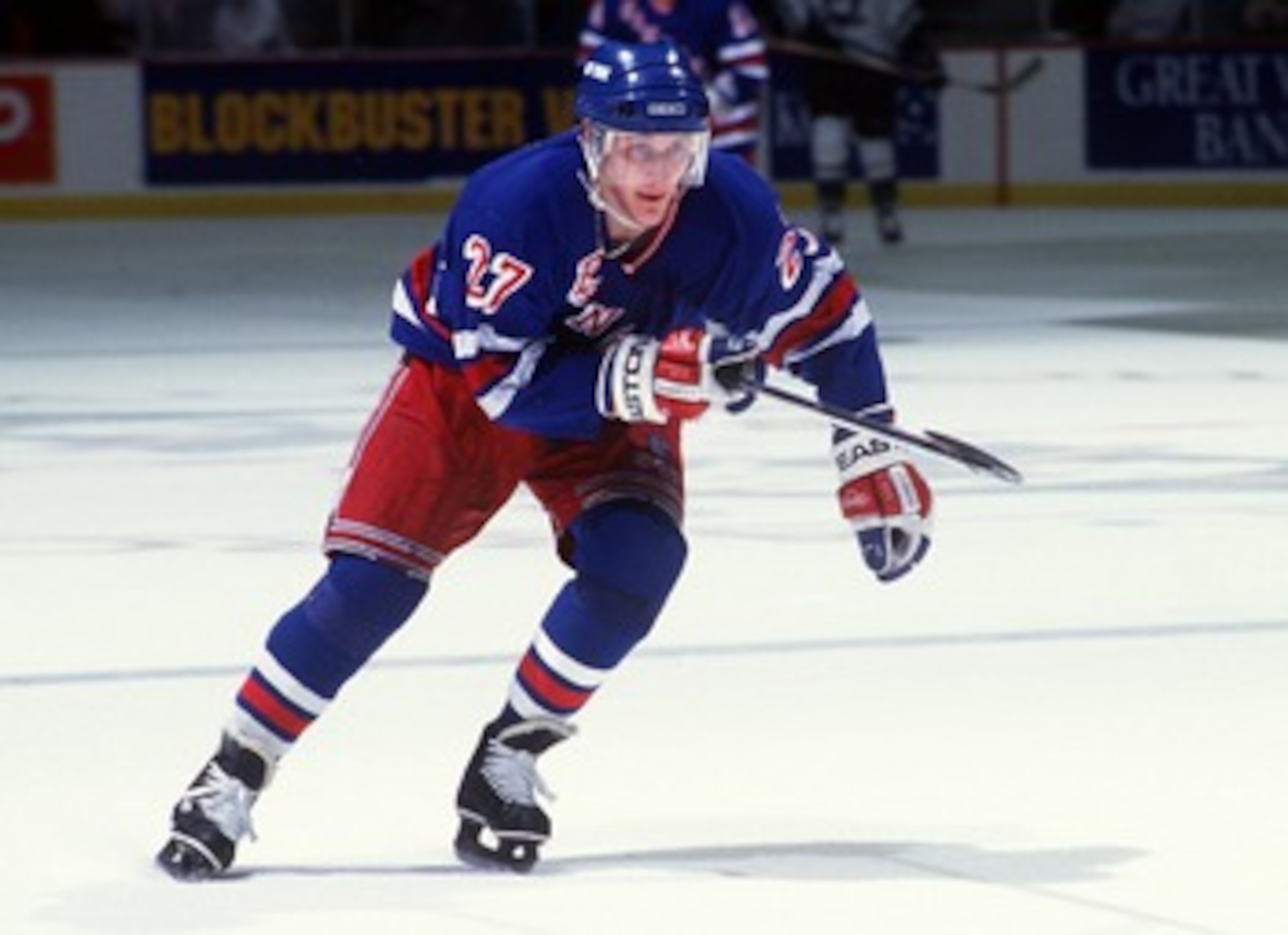 28 JAN 1994:  NEW YORK RANGERS RIGHT WING ALEXEI KOVALEV IN ACTION DURING A GAME AGAINST MIGHTY DUCKS AT THE POND IN ANAHEIM.  Mandatory Credit: Glenn Cratty/ALLSPORT