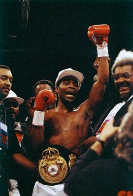 20 Feb 1993:  Michael Nunn celebrates after a bout against Danny Morgan. Mandatory Credit: Holly Stein  /Allsport