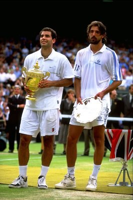 5 Jul 1998:  Pete Sampras of the USA and Goran  Ivanisevic of Croatia pose for the cameras during the 1998 Wimbledon Championships played at Wimbledon, London, England. \ Mandatory Credit: Gary M Prior/Allsport