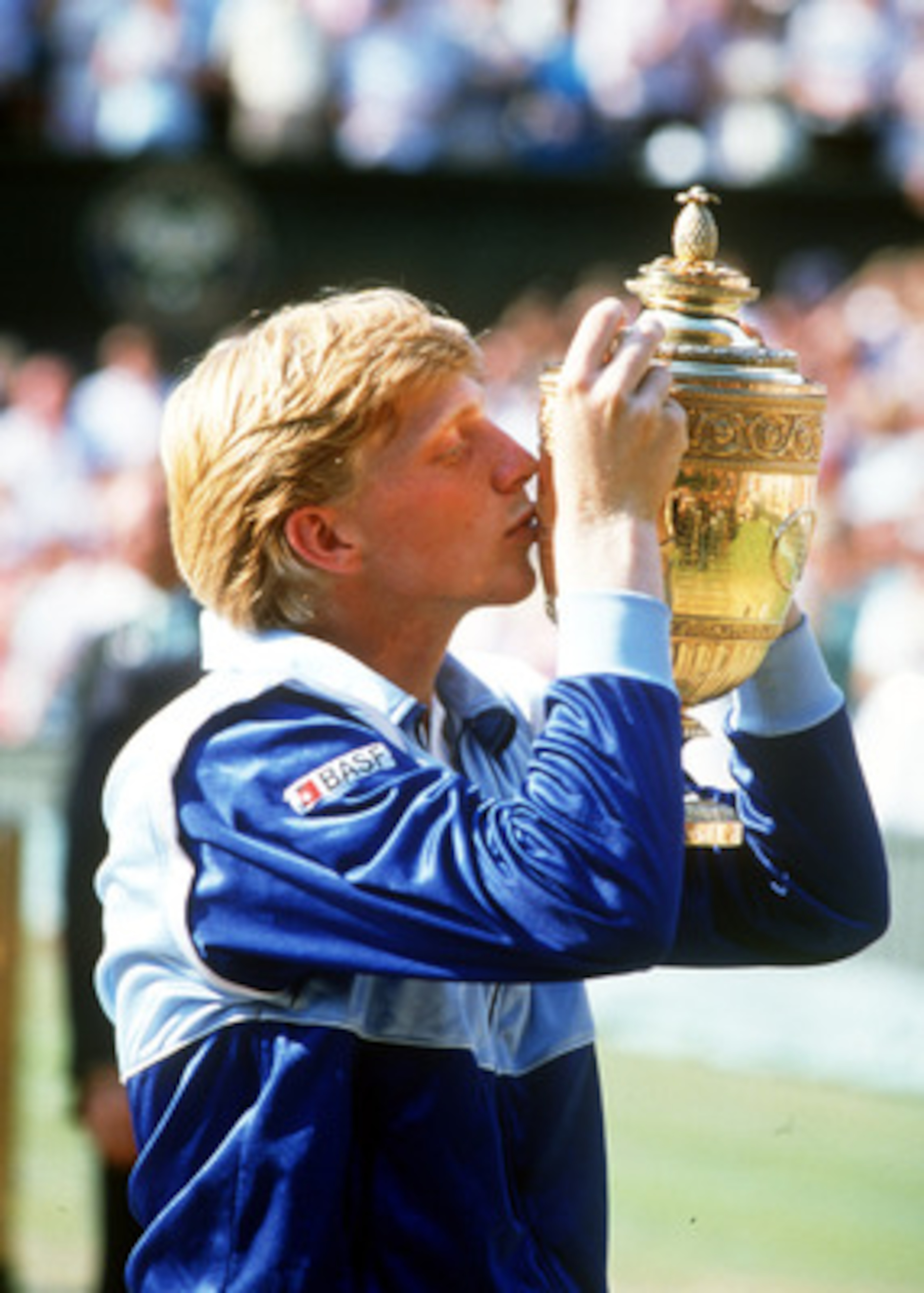 Jul 1985: Boris Becker of Germany celebrates winning the 1985 Wimbledon Championships held at Wimbledon, London. Mandatory Credit: Allsport UK/ALLSPORT Jul 1985: Boris Becker of Germany celebrates winning the 1985 Wimbledon Championships held at Wimbledon, London. Mandatory Credit: Allsport UK/ALLSPORT