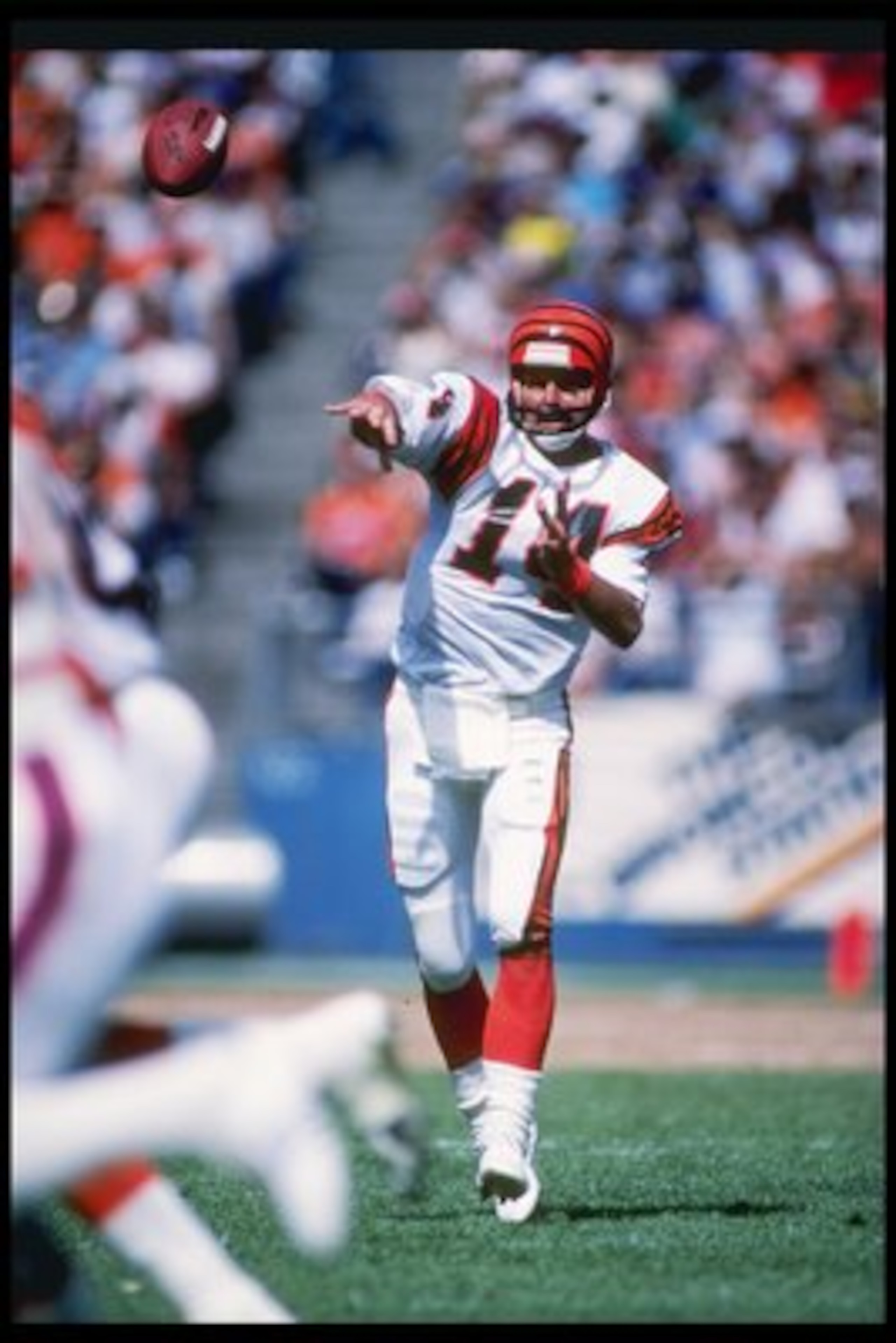 2 Sep 1984:  Cincinnati Bengals quarterback Ken Anderson throws a pass during game against the Denver Bronos at Mile High Stadium in Denver, Colorado.  The Broncos won the game 20-17. Mandatory Credit: Allsport  /Allsport
