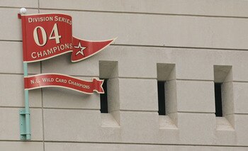 HOUSTON - APRIL 5:  A replica of the 2004 National League Championship pennant is on the outfield wall of Minute Maid Park during the game between the Houston Astros and the St. Louis Cardinals on April 5, 2005 at in Houston, Texas.  The Cardinals defeate