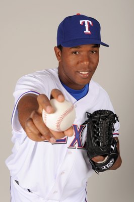 SURPRISE, ARIZONA - FEBRUARY 24:  Neftali Feliz #66 of the Texas Rangers during photo day at Surprise Stadium on February 24, 2009 in Surprise, Arizona. (Photo by: Harry How/Getty Images)